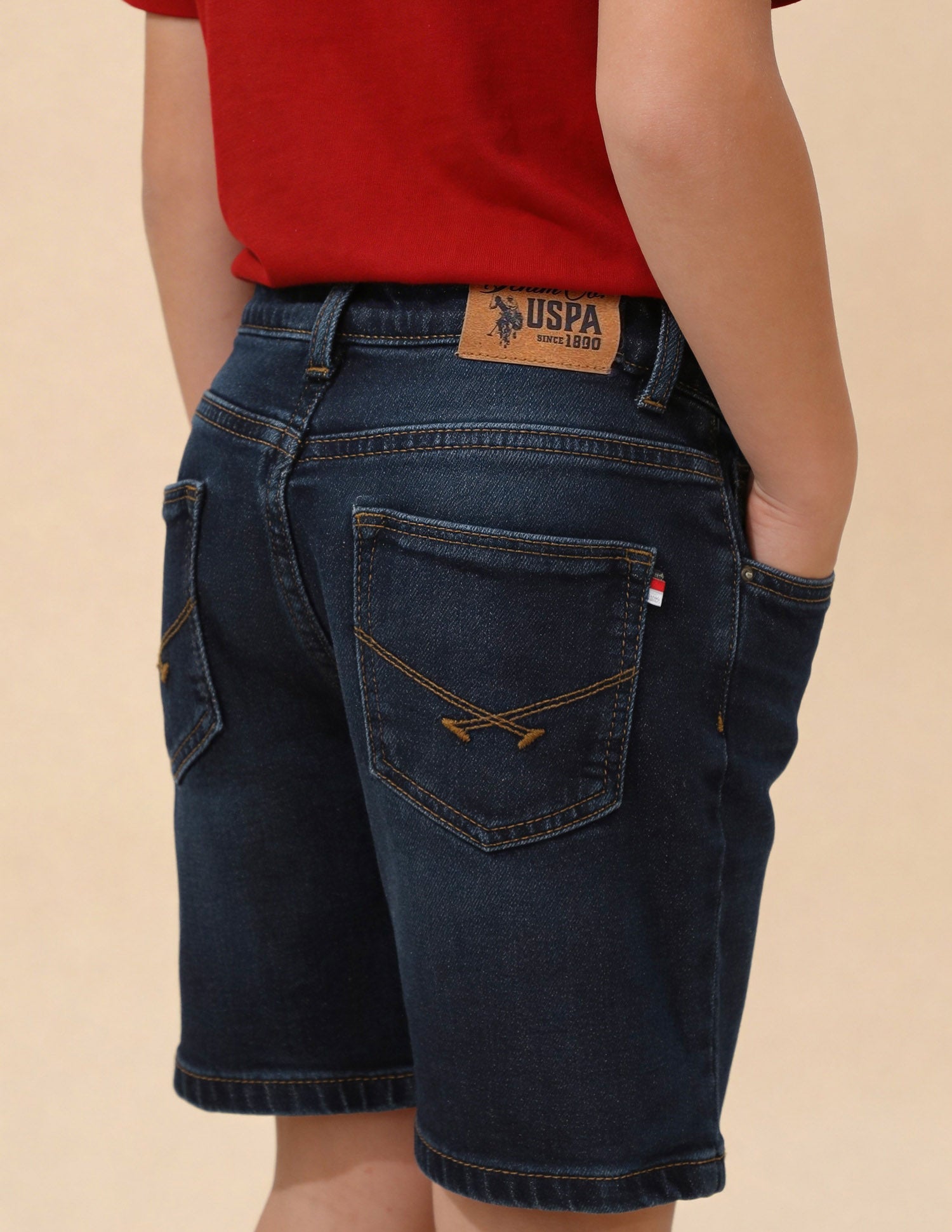 Mid Rise Whiskered Denim Shorts Blue - U.S. Polo Assn. India | Large