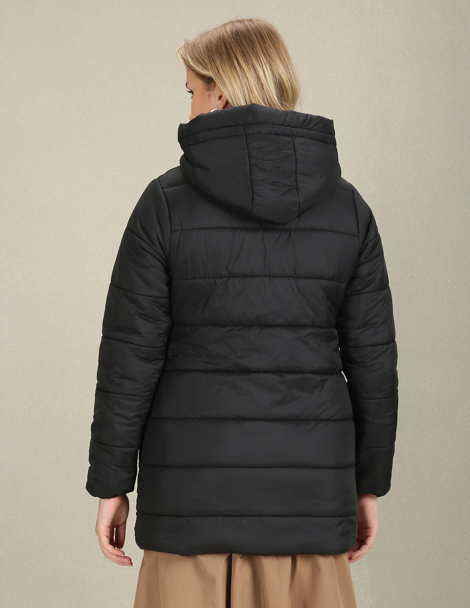 Longline Puffer Hooded Jacket Black - U.S. POLO ASSN. | Large