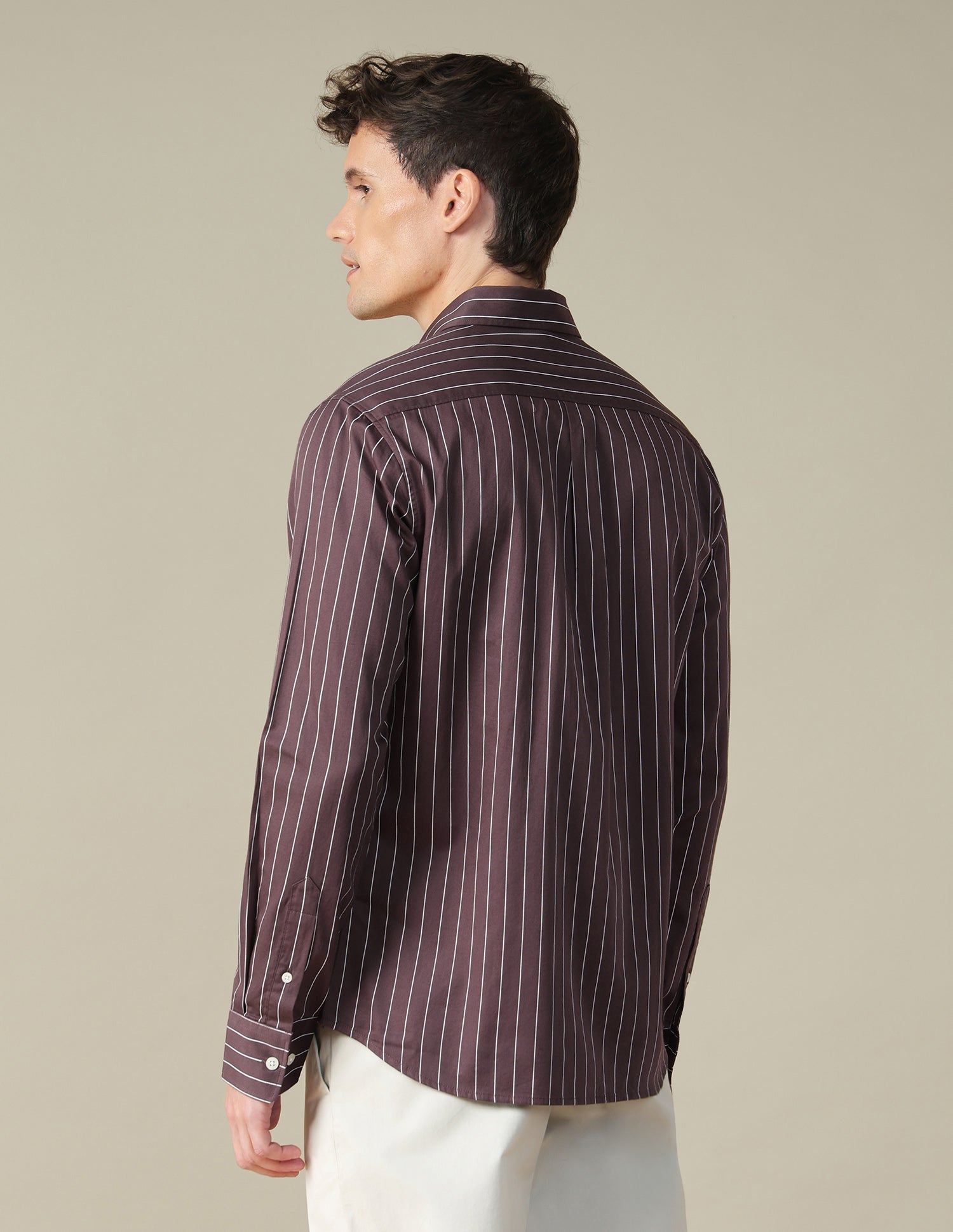 Tailored Fit Vertical Striped Shirt Brown - U.S. Polo Assn. India | Large