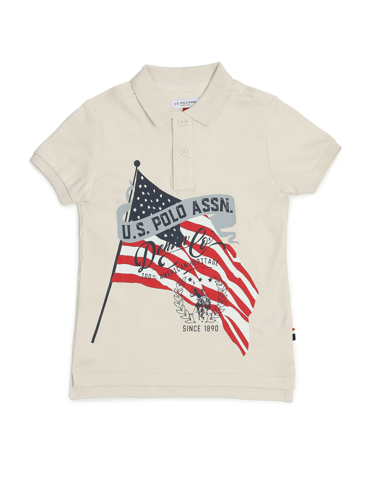 Boys Brand Printed Regular Fit Polo Shirt Light Brown - U.S. POLO ASSN. | Large