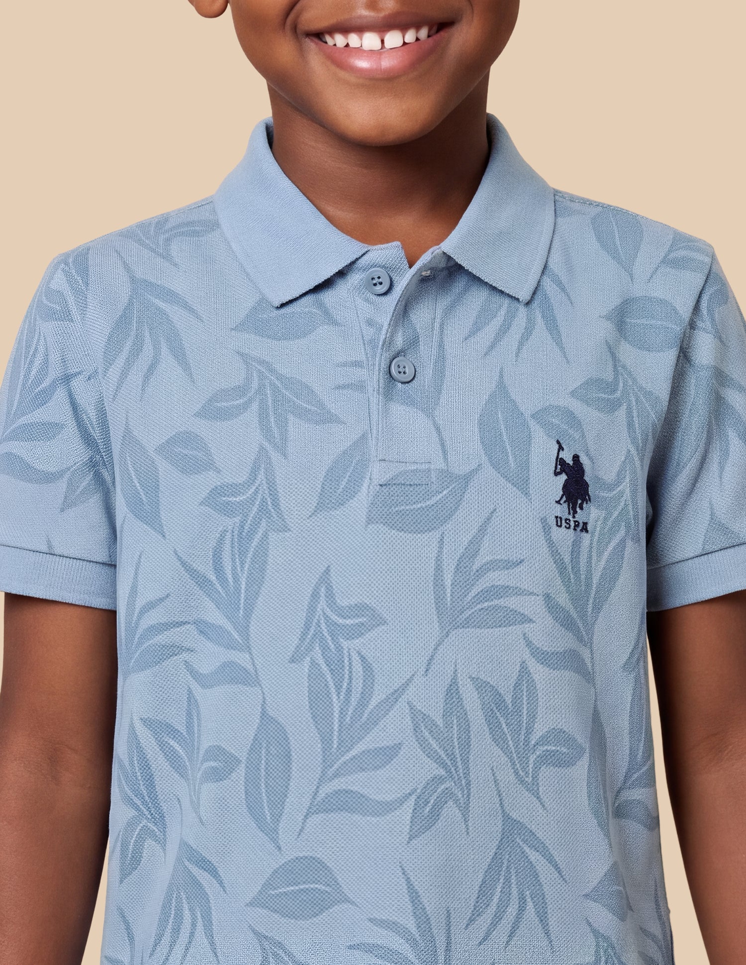 All-Over Printed Regular Fit Polo Shirt Light Blue - U.S. Polo Assn. India | Large