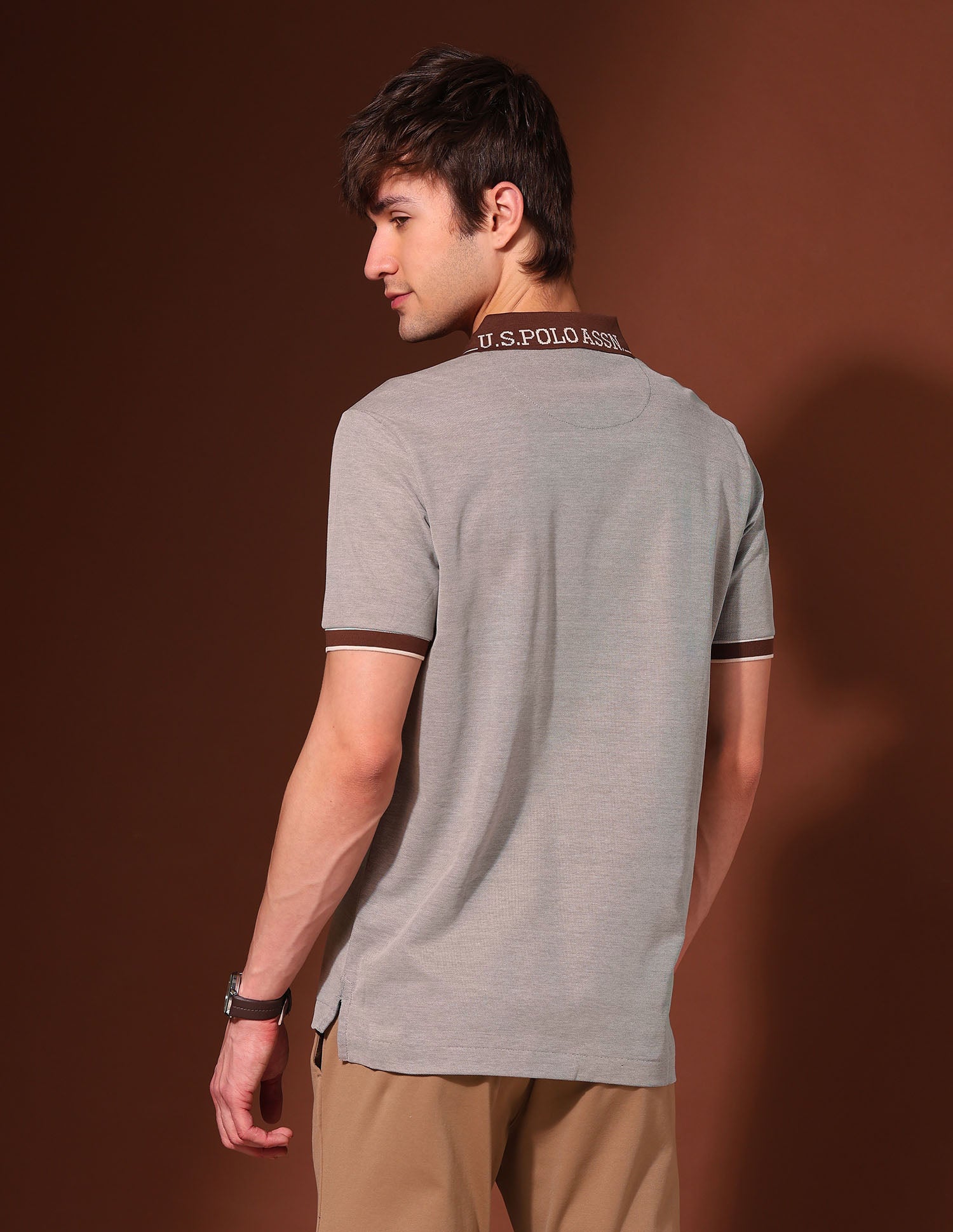Pure Cotton Working Holiday Polo Shirt Light Brown - U.S. Polo Assn. India | Large
