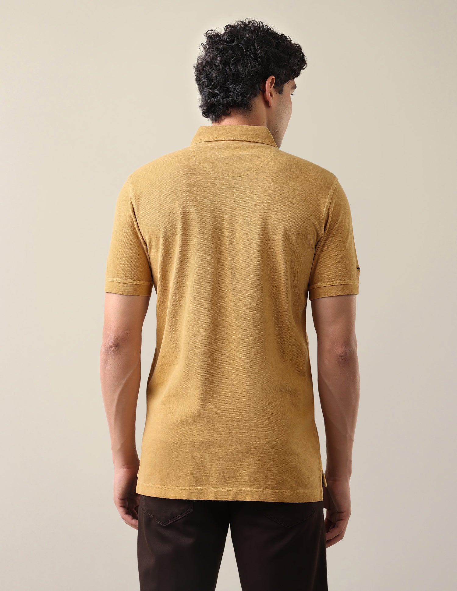 Solid Slim Fit Polo Shirt Mustard - U.S. Polo Assn. India | Large