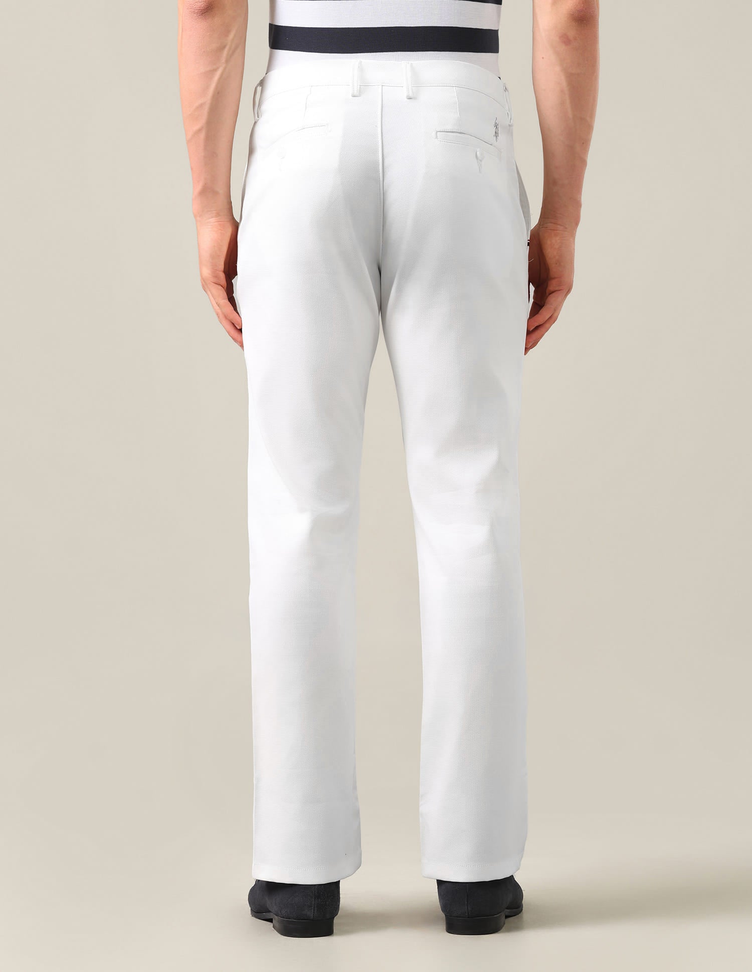 Riley Straight Fit Dobby Trousers White - U.S. Polo Assn. India | Large