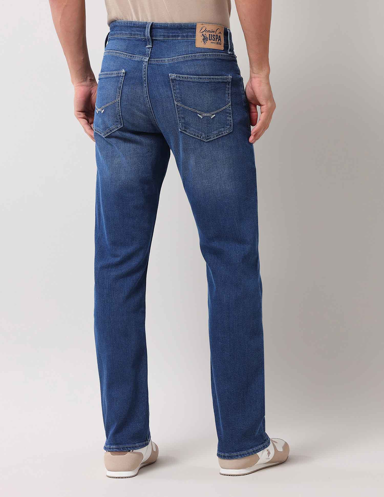 Harold Slim Straight Fit Blue Jeans Mid Wash - U.S. Polo Assn. India | Large