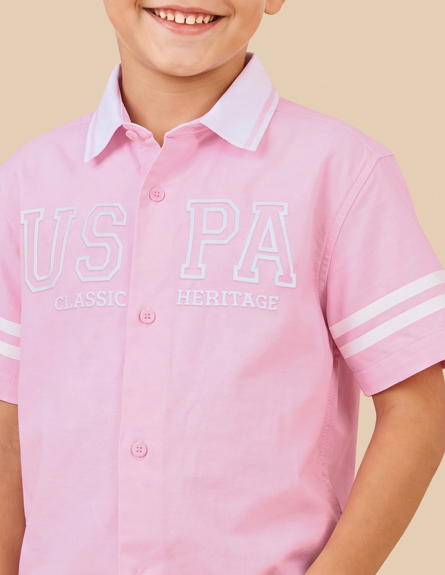 Brand Printed Boxy Fit Shirt Pink - U.S. Polo Assn. India | Large