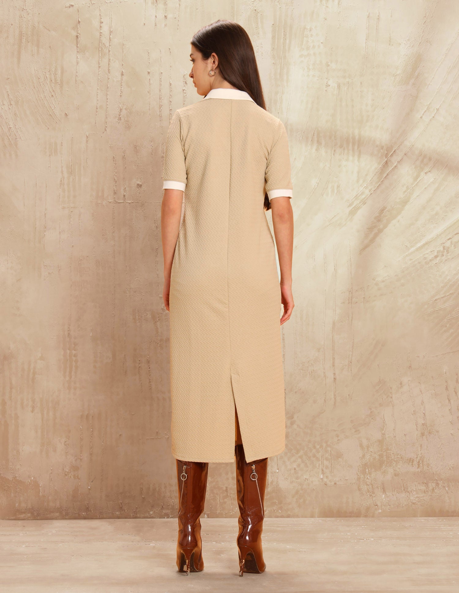 Textured Midi Shift Dress Off White - U.S. POLO ASSN. | Large