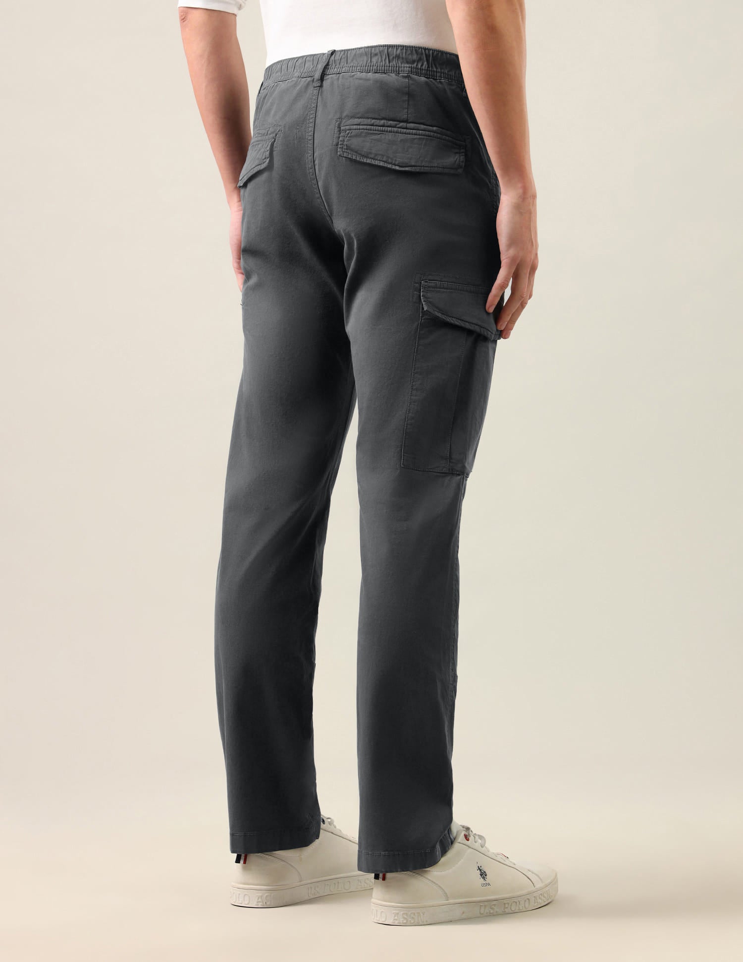 Harold Slim Straight Fit Twill Cargos Grey - U.S. Polo Assn. India | Large