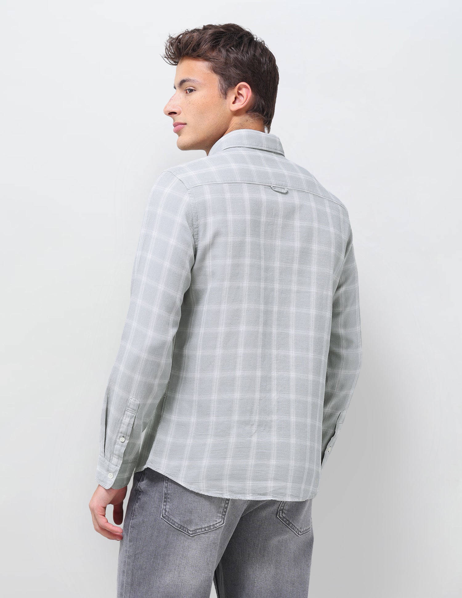 Grid Tattersall Checked Regular Fit Shirt Grey - U.S. Polo Assn. India | Large
