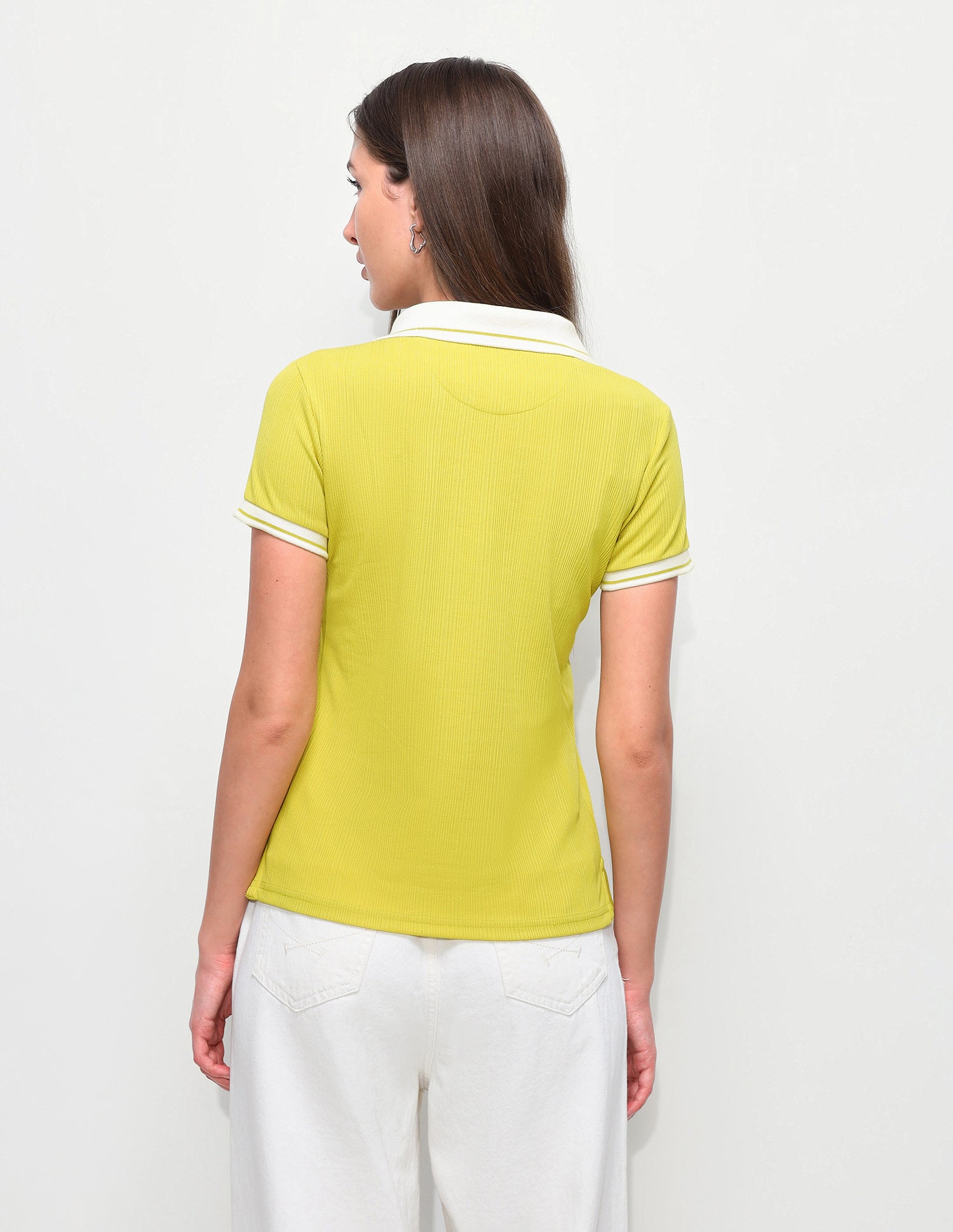 Textured Vertical Striped Regular Fit Polo Shirt Lime Green - U.S. Polo Assn. India | Large