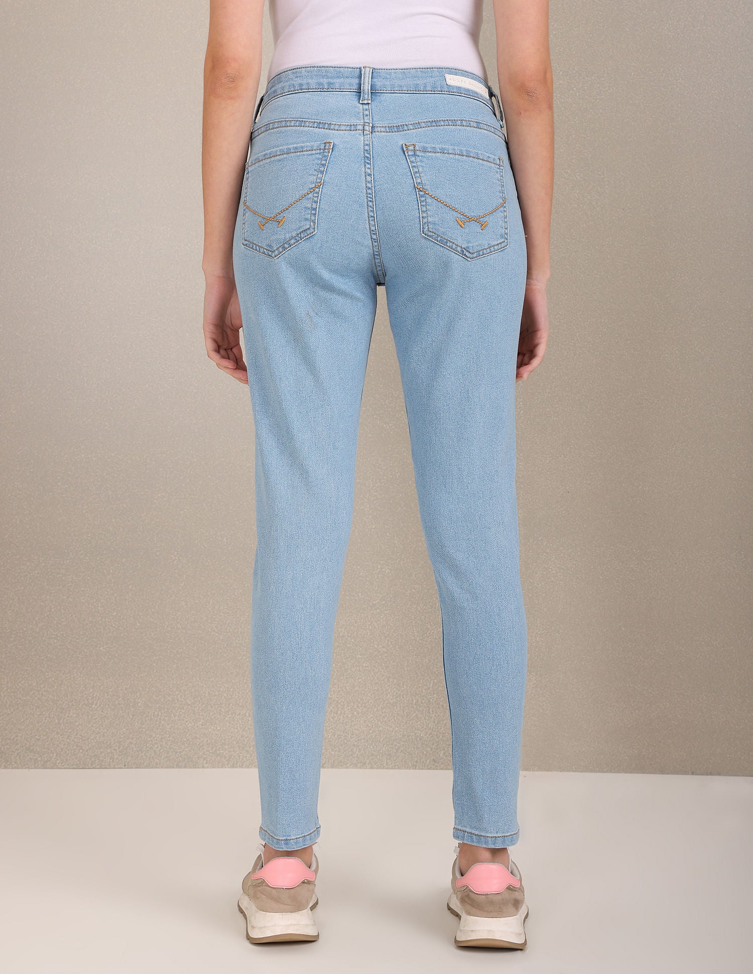 Mid Rise Rinsed Skinny Fit Jeans Light Blue - U.S. Polo Assn. India | Large