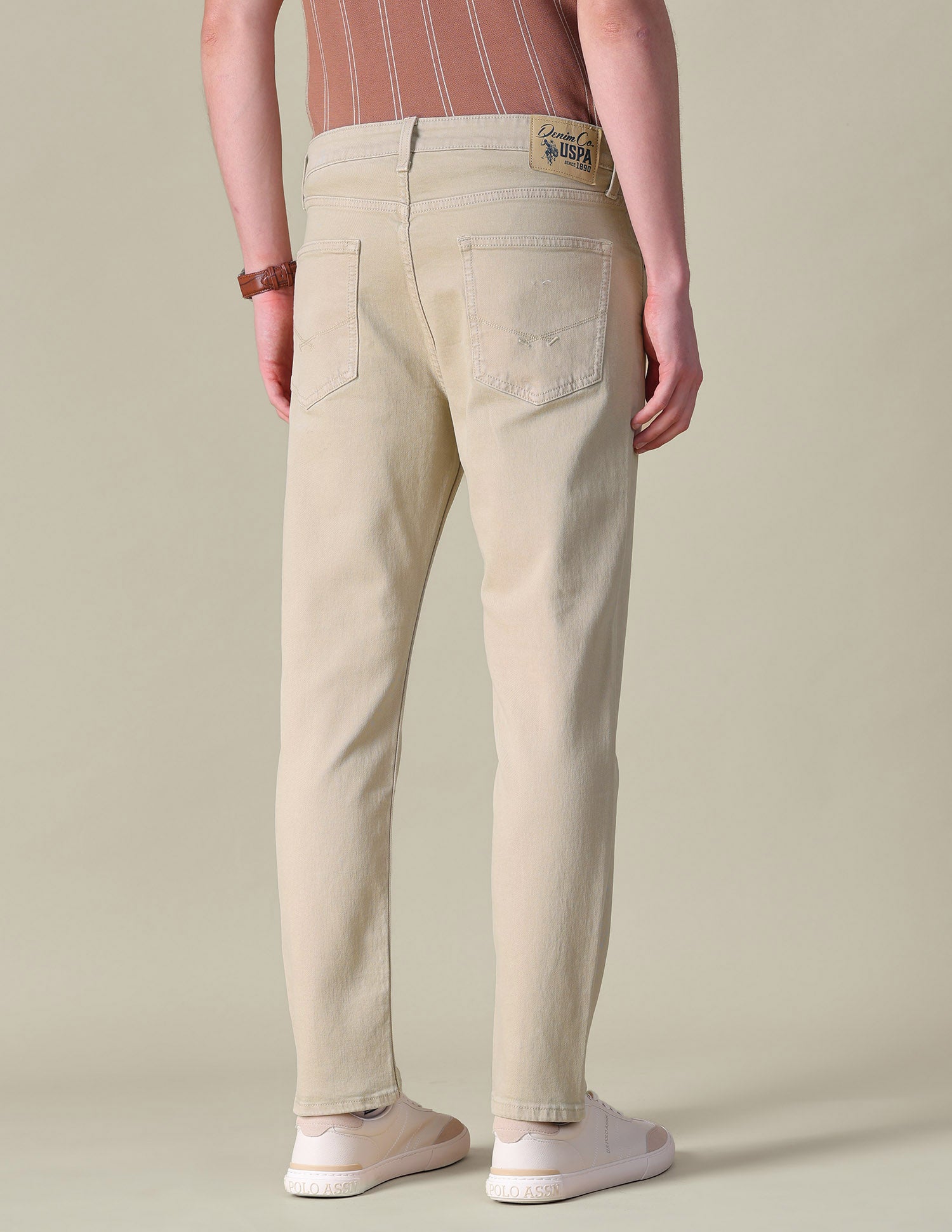 Cole Comfort Cropped Fit Brown Jeans Khaki - U.S. POLO ASSN. | Large