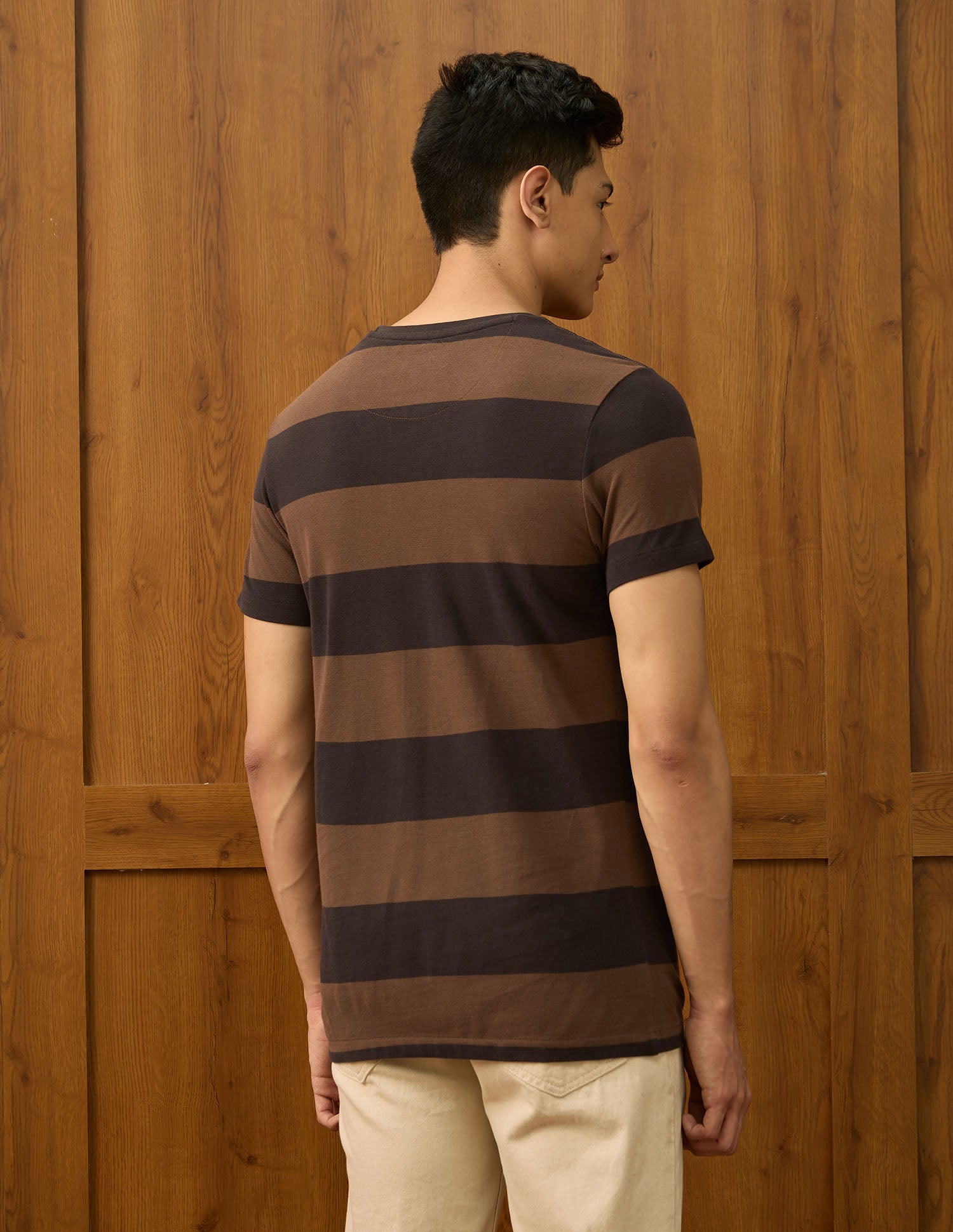 Horizontal Striped Varsity T Shirt Brown - U.S. POLO ASSN. | Large