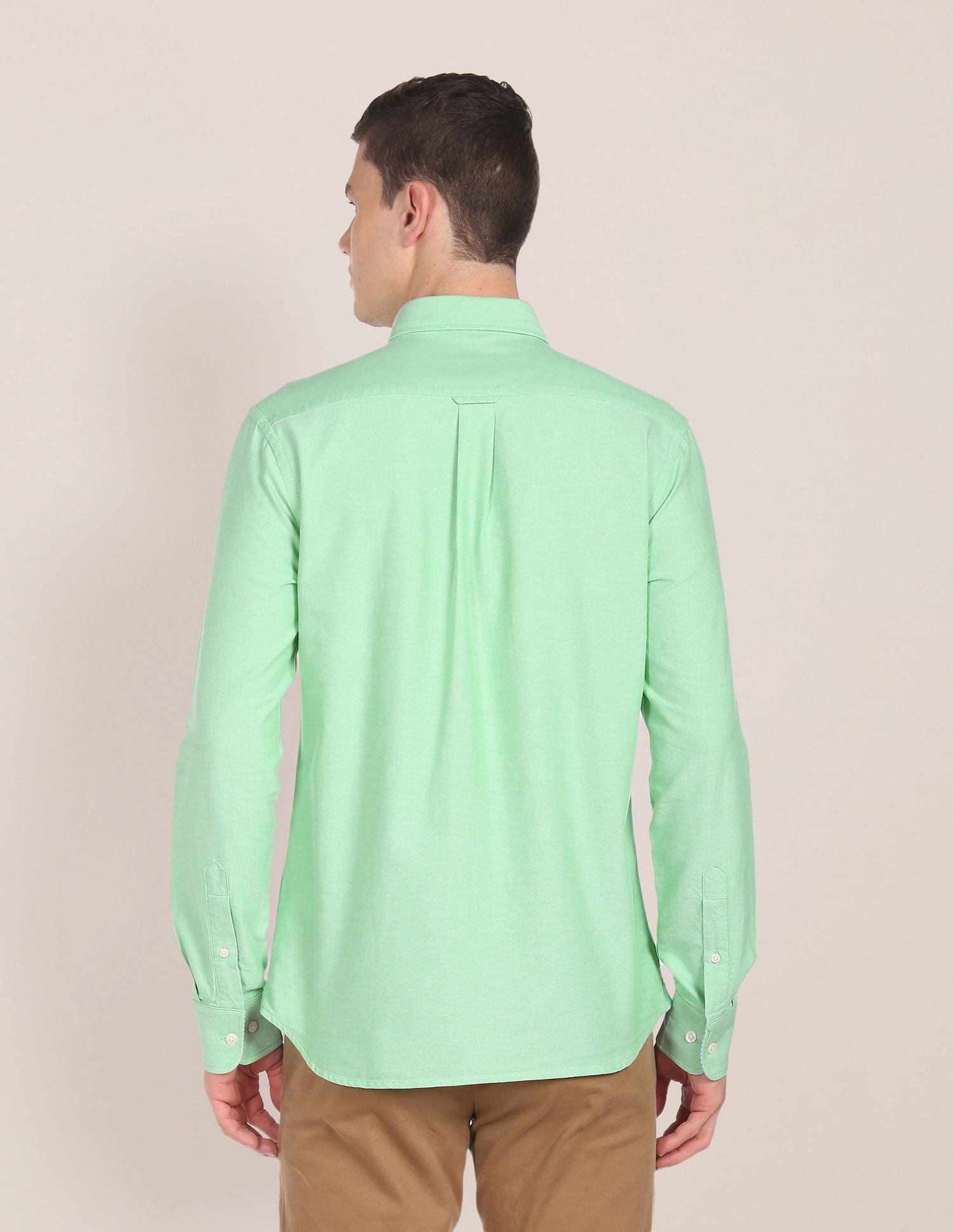 Button Down Collar Solid Casual Shirt Green - U.S. POLO ASSN. | Large