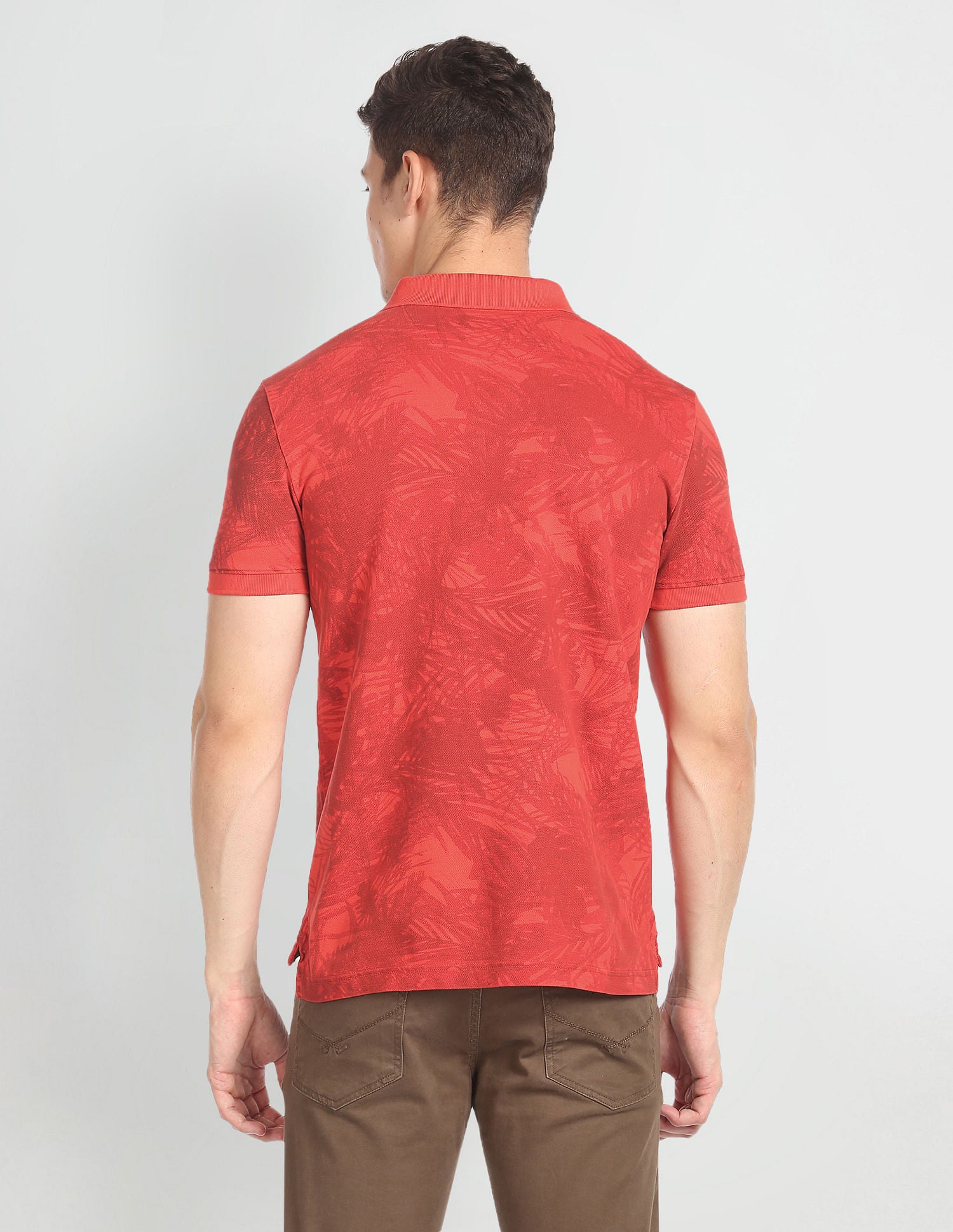 Abstract Print Cotton Polo Shirt Red - U.S. POLO ASSN. | Large