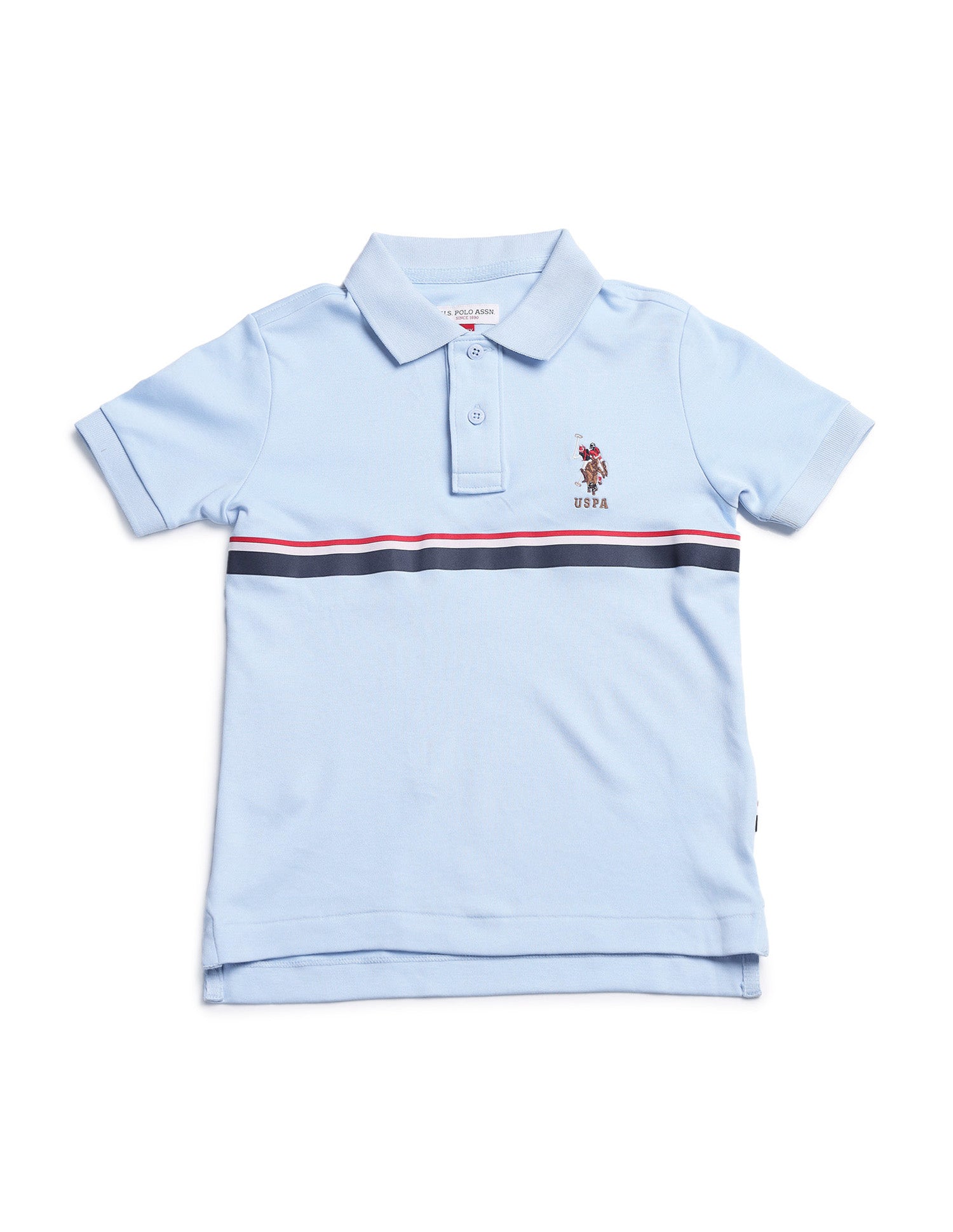 Boys Regular Fit Horizontal Striped Polo Shirt Blue - U.S. POLO ASSN. | Large
