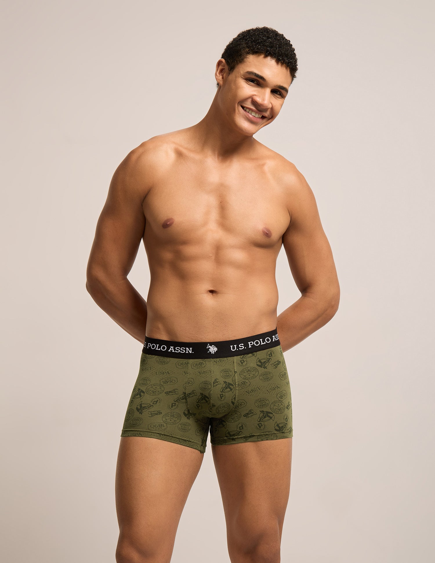 All Day Breathable OET26 Trunks - Pack of 3 Olive|Uspa Black|Olive - U.S. Polo Assn. India | Large