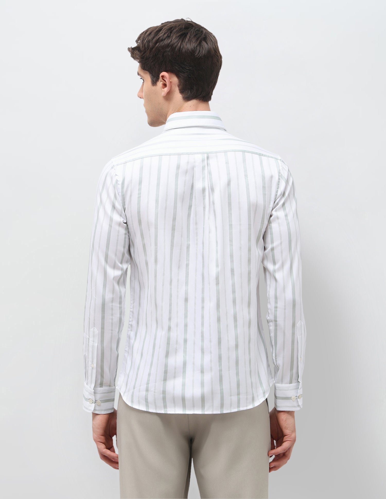 Vertical Striped Satin Shirt Light Green - U.S. Polo Assn. India | Large