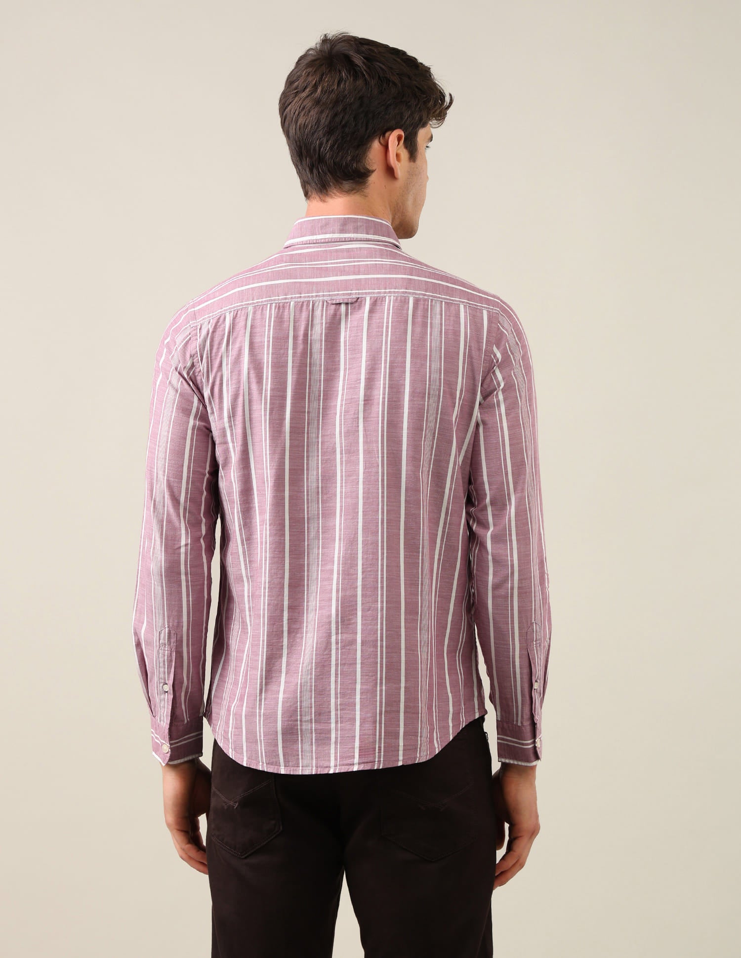 Vertical Striped Regular Fit Shirt Pink - U.S. Polo Assn. India | Large