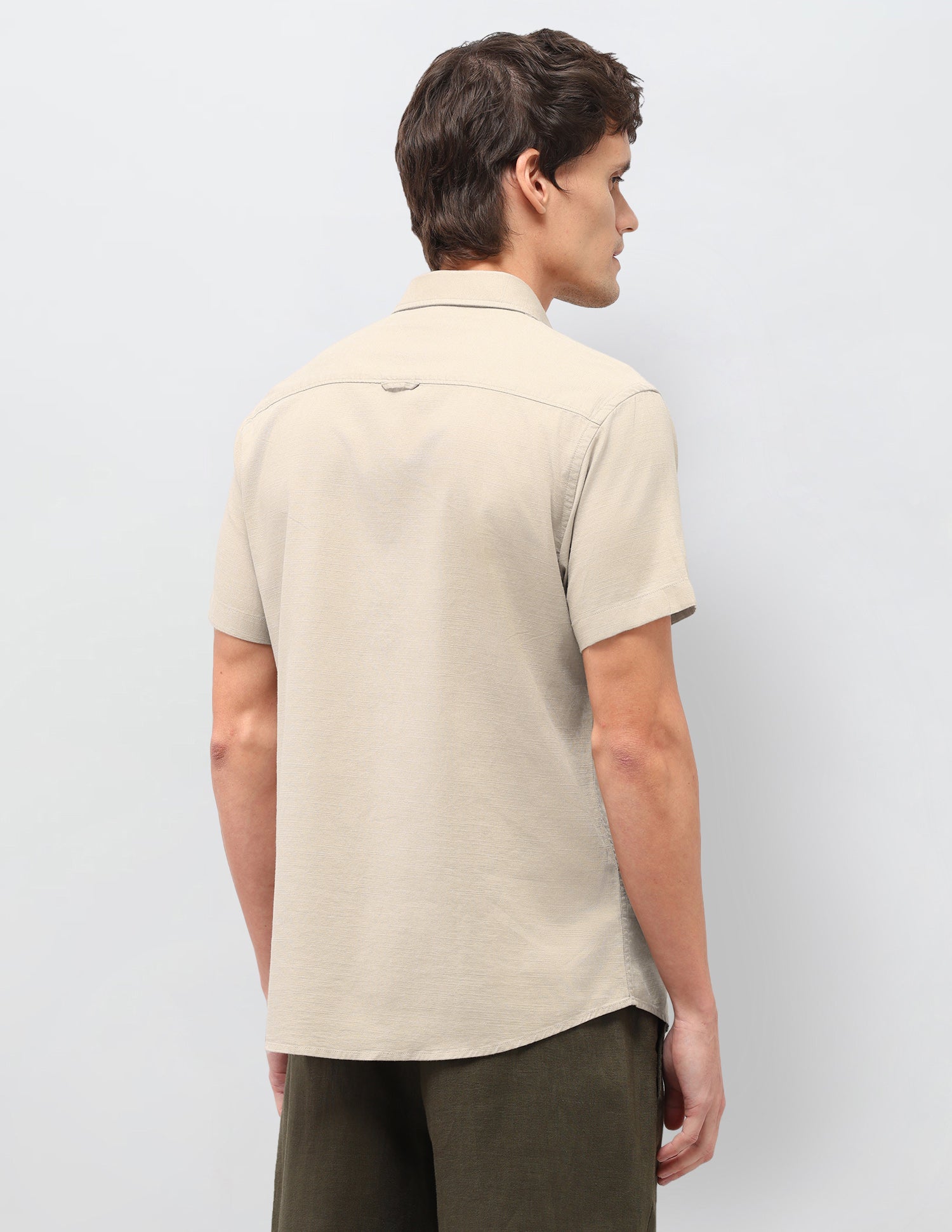 Dobby Solid Shirt Khaki - U.S. Polo Assn. India | Large