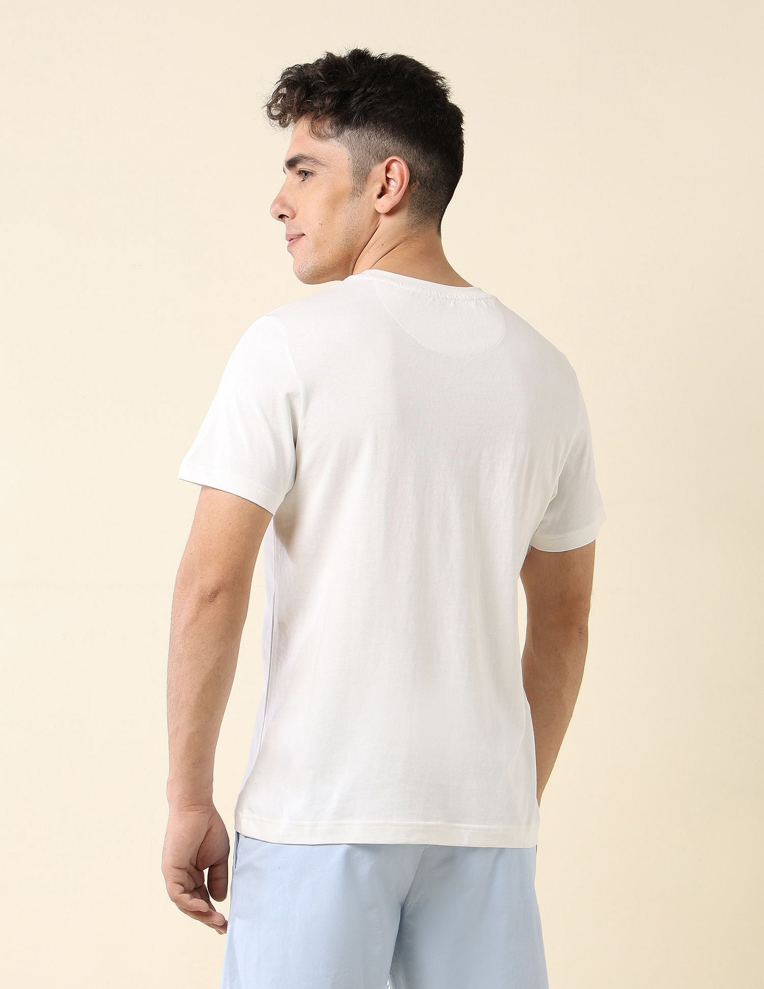 Brand Printed Slim Fit T-Shirt Off White - U.S. Polo Assn. India | Large