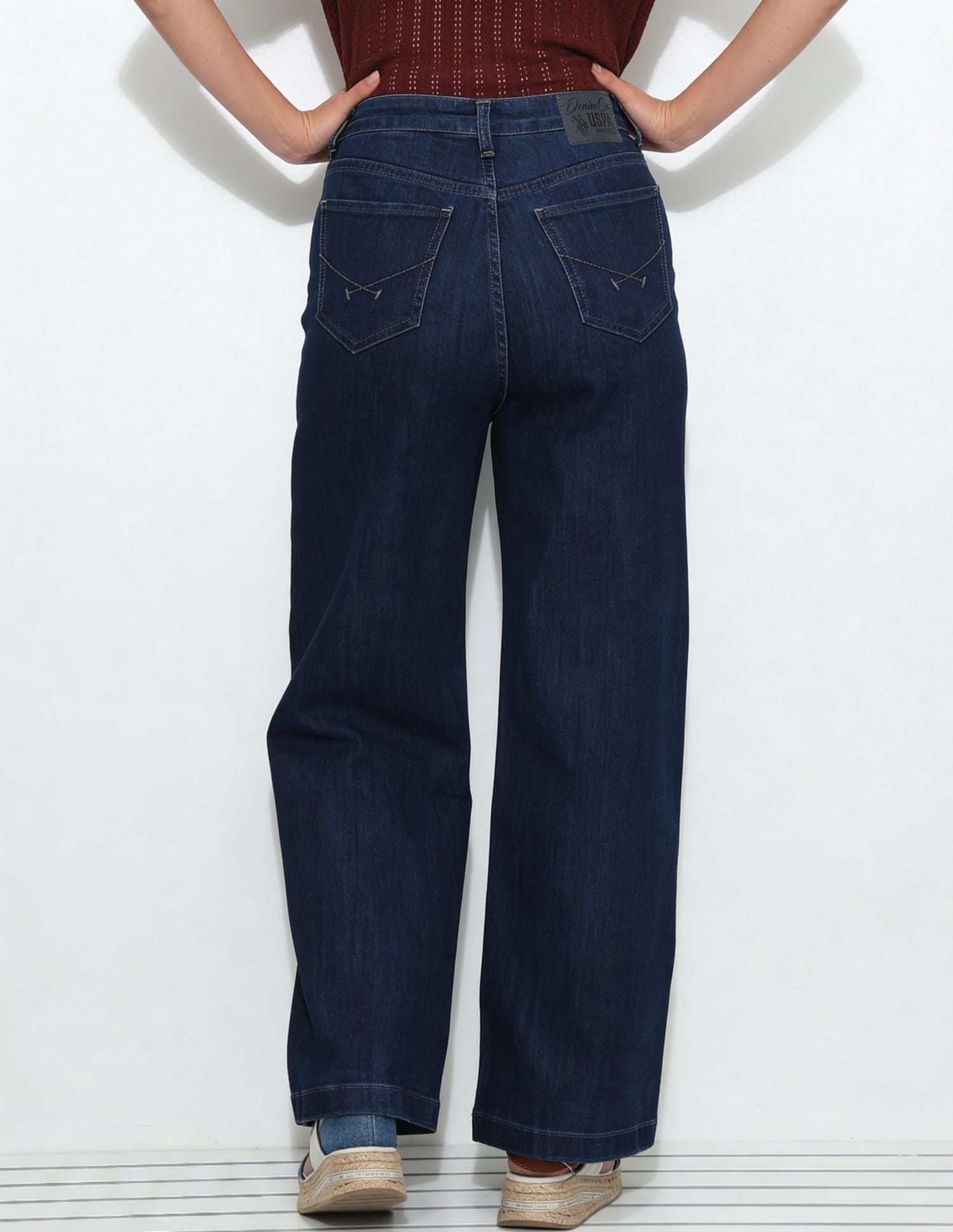 High Rise Wide Leg Fit Jeans Blue - U.S. Polo Assn. India | Large