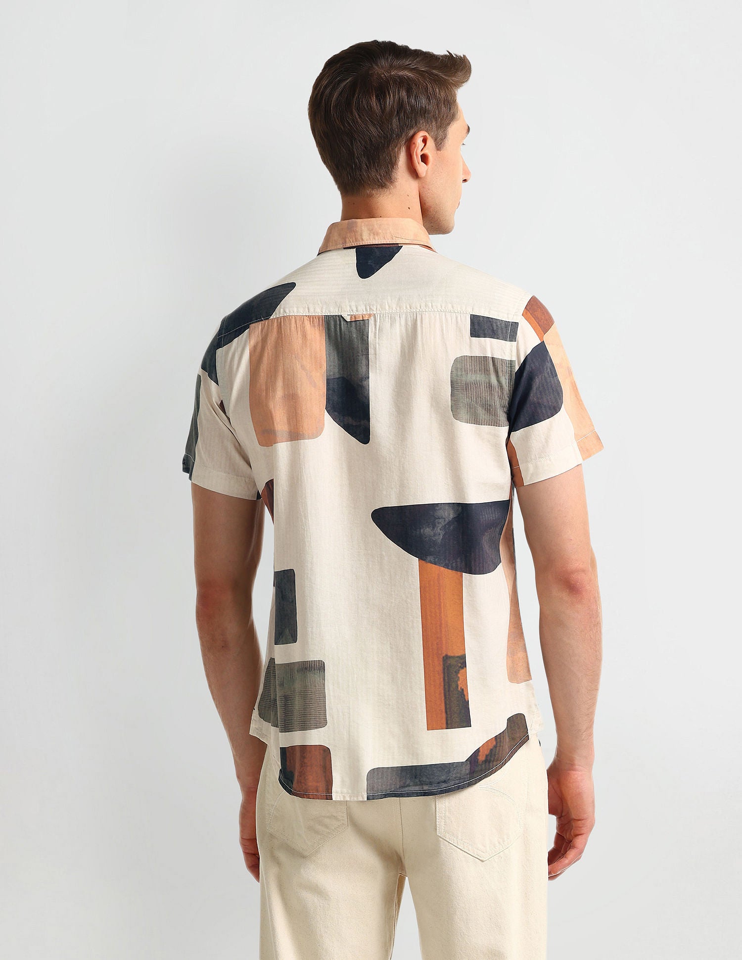 Abstract Print Slim Fit Shirt White - U.S. Polo Assn. India | Large