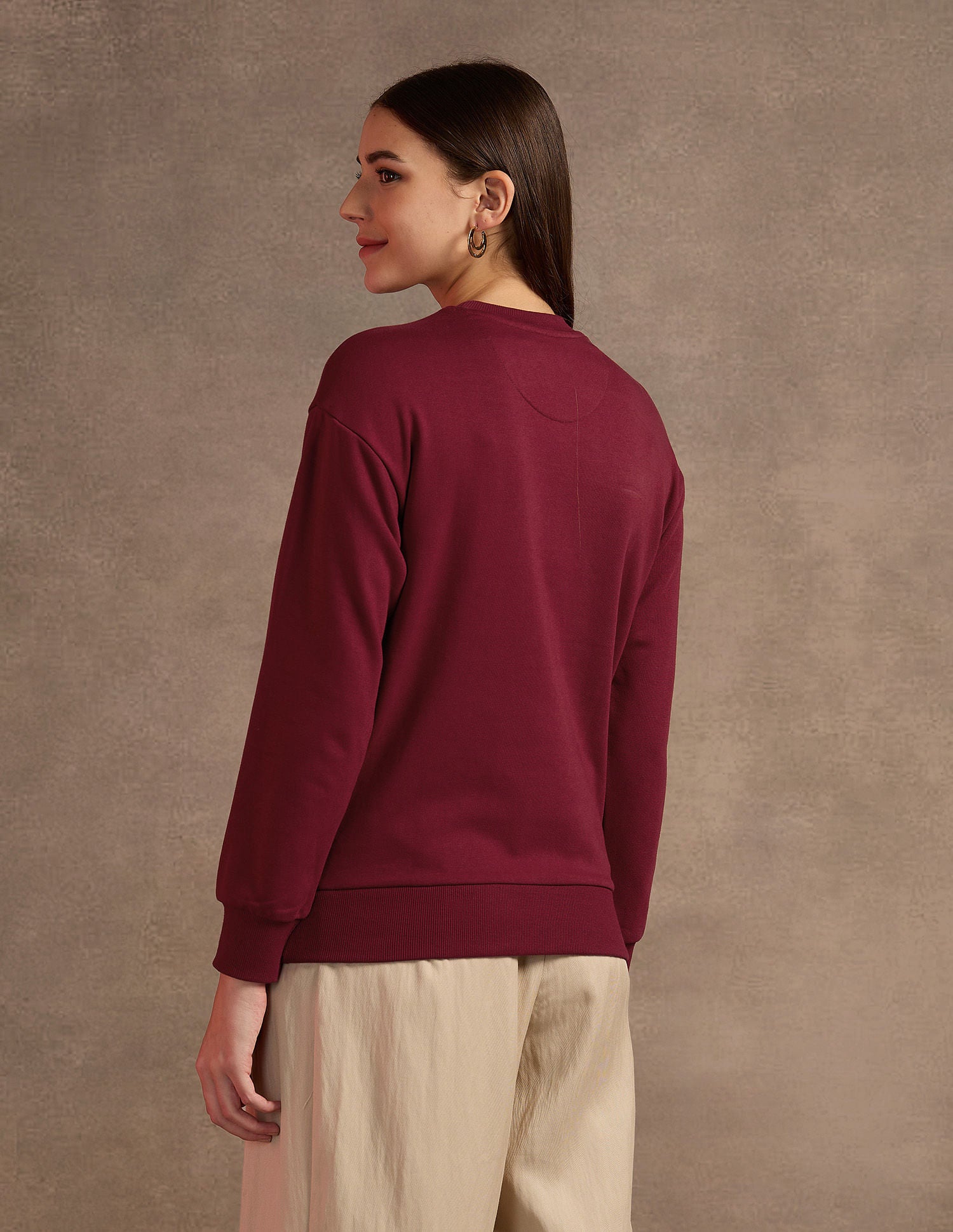 Drop Shoulder Studed Sweatshirt Maroon - U.S. POLO ASSN. | Large