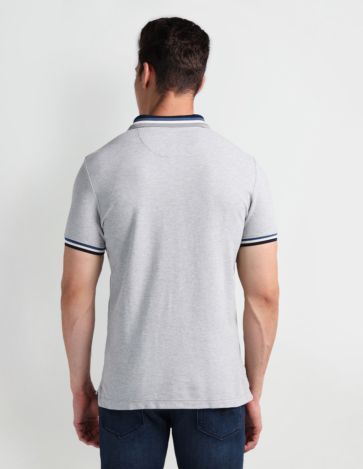 Muscle Fit Heathered Polo Shirt Grey - U.S. Polo Assn. India | Large