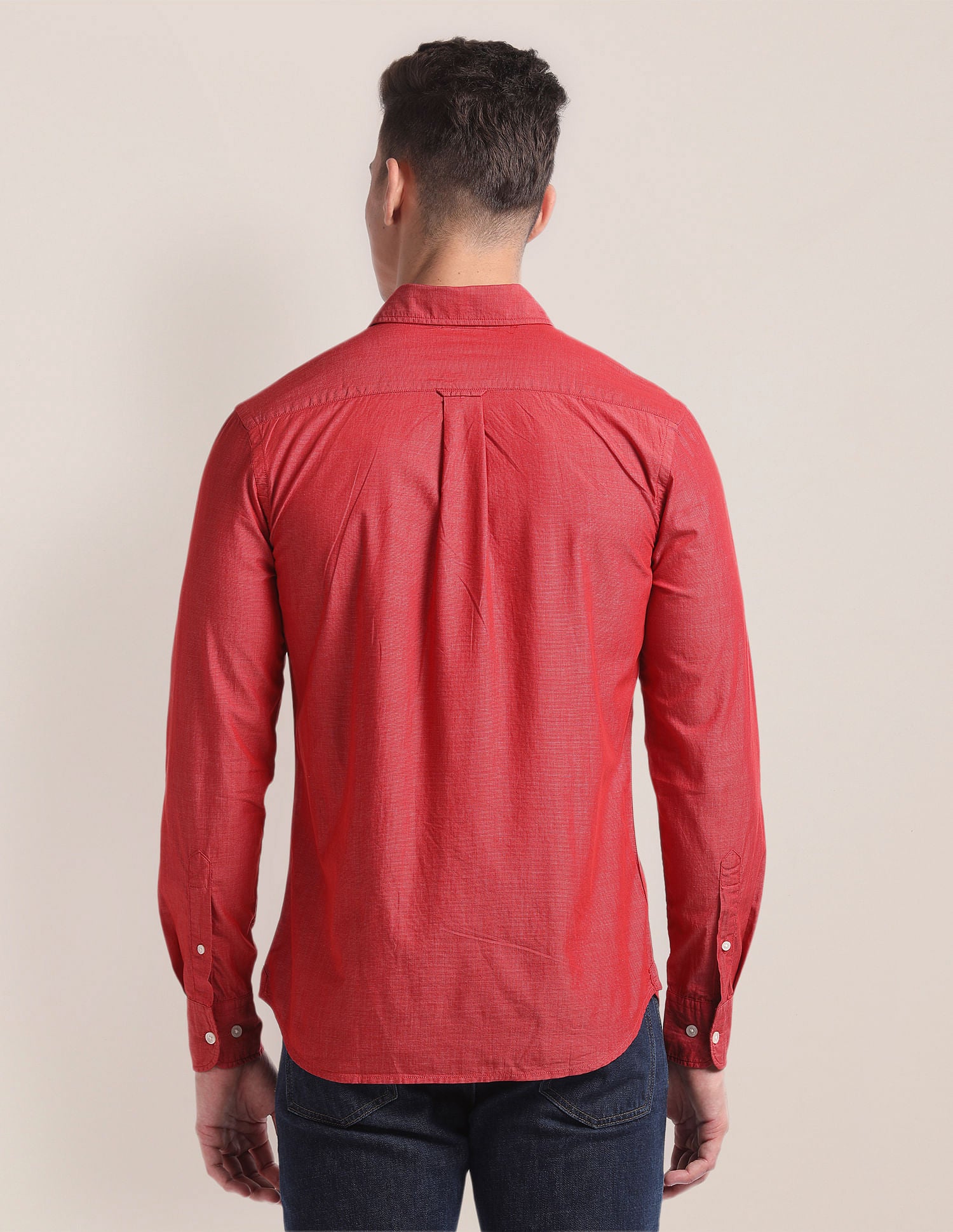 Premium Cotton Patterned Shirt Red - U.S. Polo Assn. India | Large