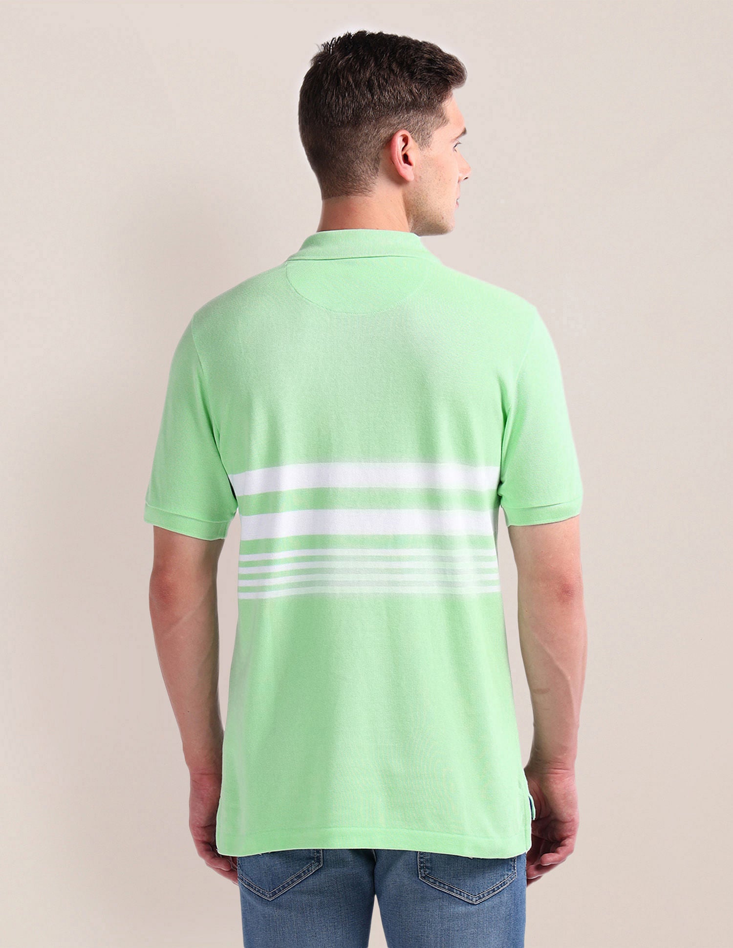 Horizontal Stripe Slim Polo Shirt White - U.S. Polo Assn. India | Large