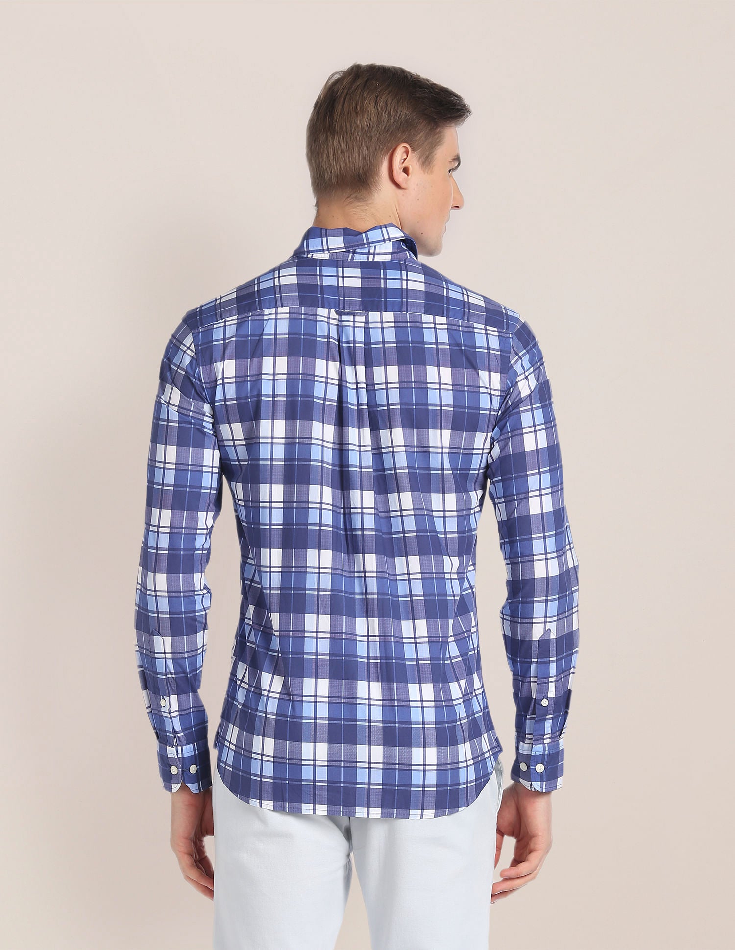 Tartan Check Tailored Fit Shirt Aqua and Light Green - U.S. Polo Assn. India | Large