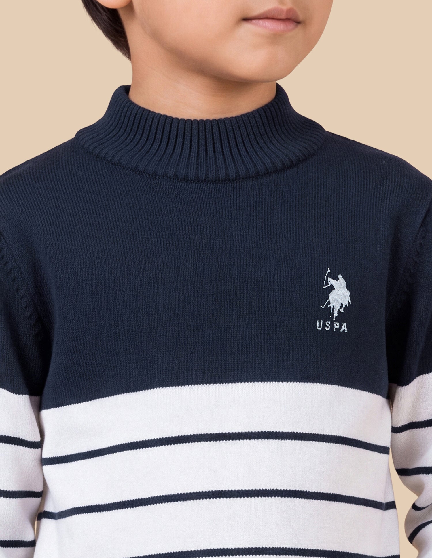 Horizontal Striped Regular Fit Sweater Navy - U.S. Polo Assn. India | Large