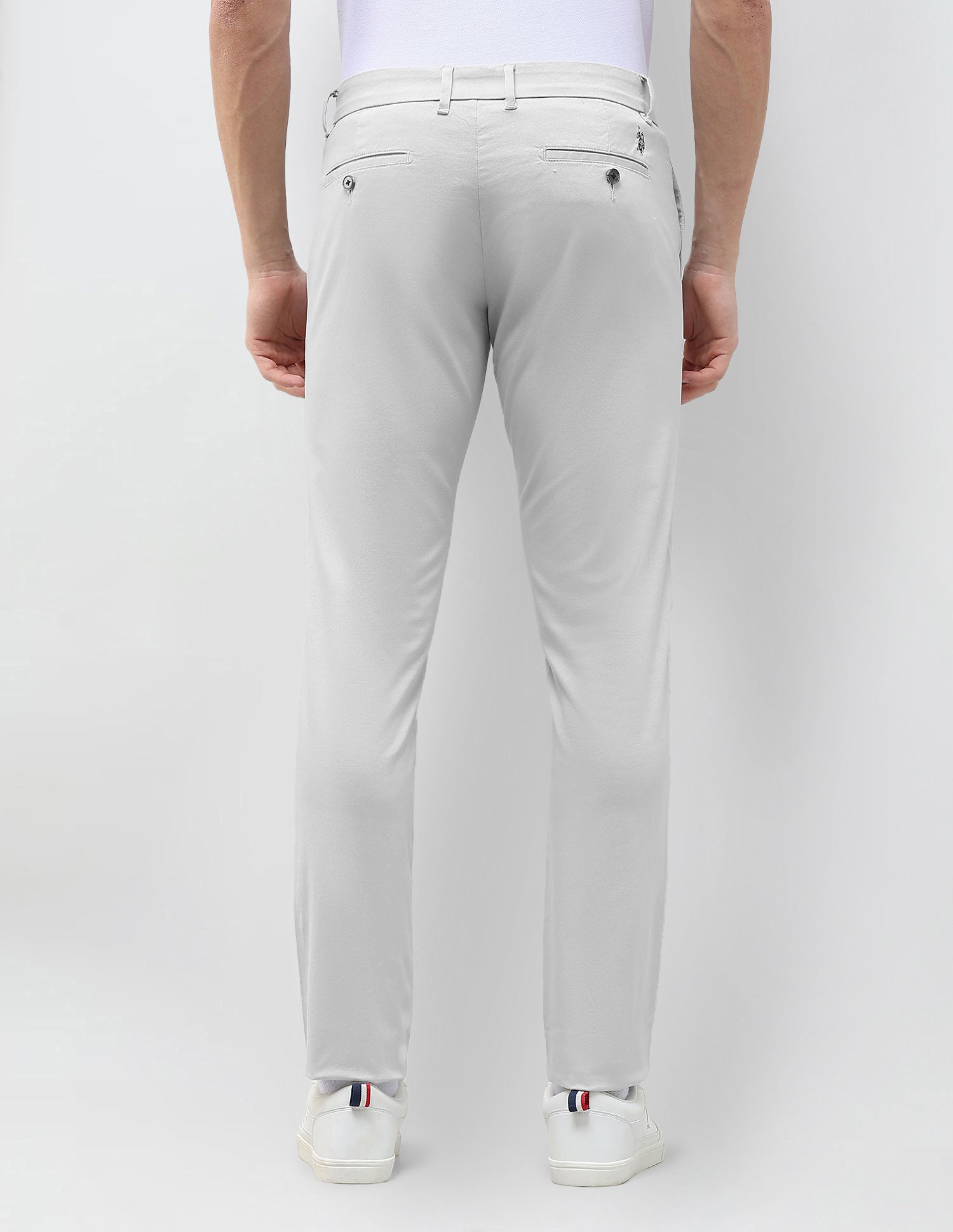 Austin Slim Fit Dobby Trousers Light Grey - U.S. Polo Assn. India | Large