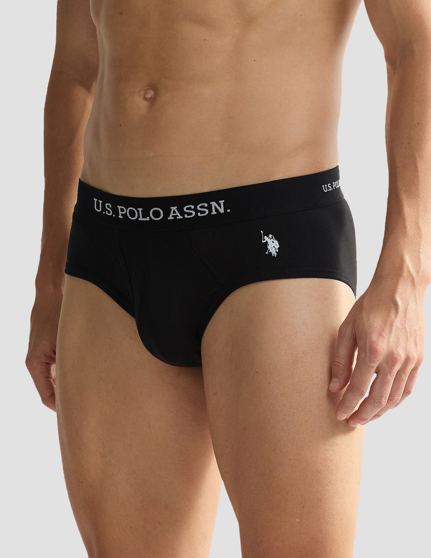 Elasticized Waist OEB11 Briefs - Pack Of 2 Frozen Dew and Black - U.S. POLO ASSN. | Large