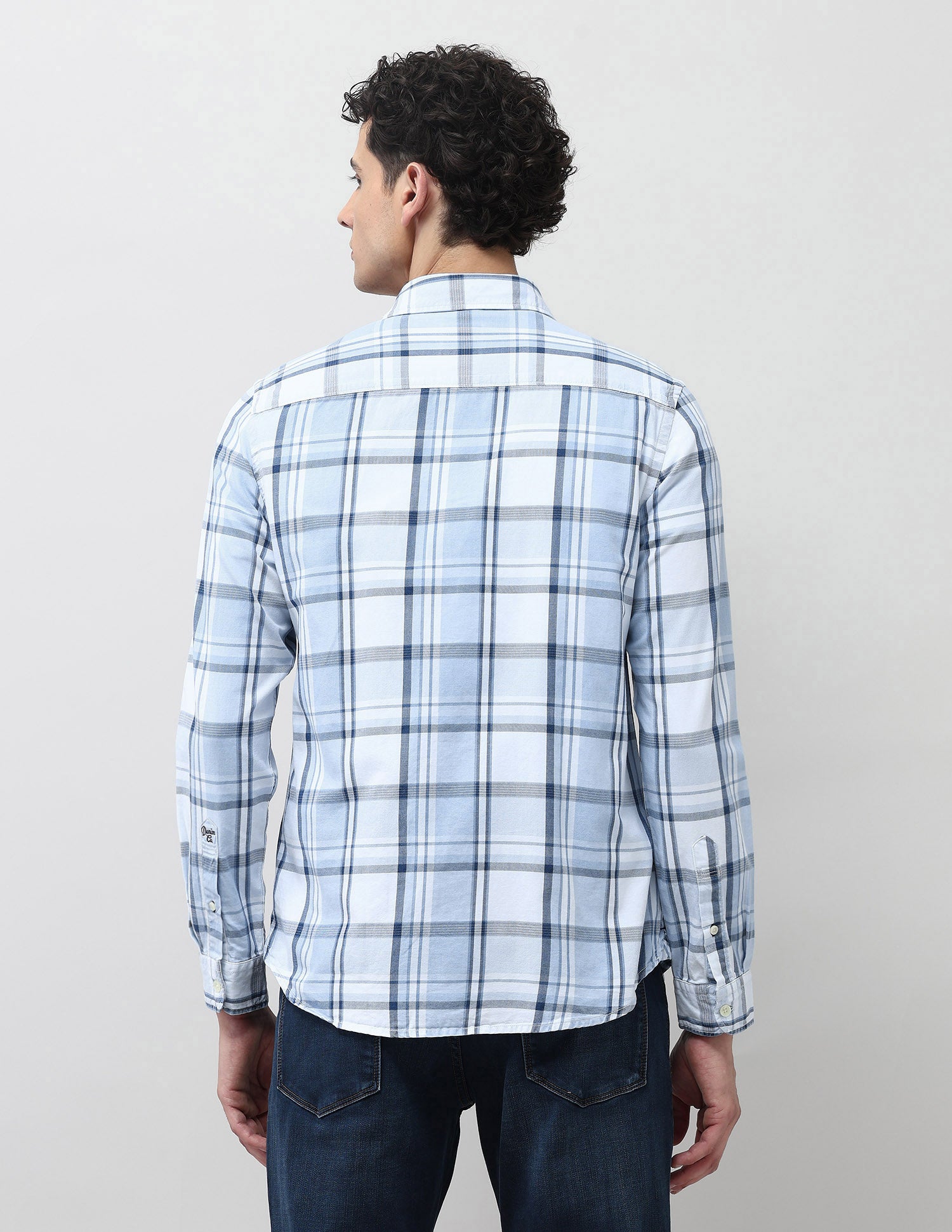 Twill Plaid Checked Shirt Light Indigo - U.S. Polo Assn. India | Large