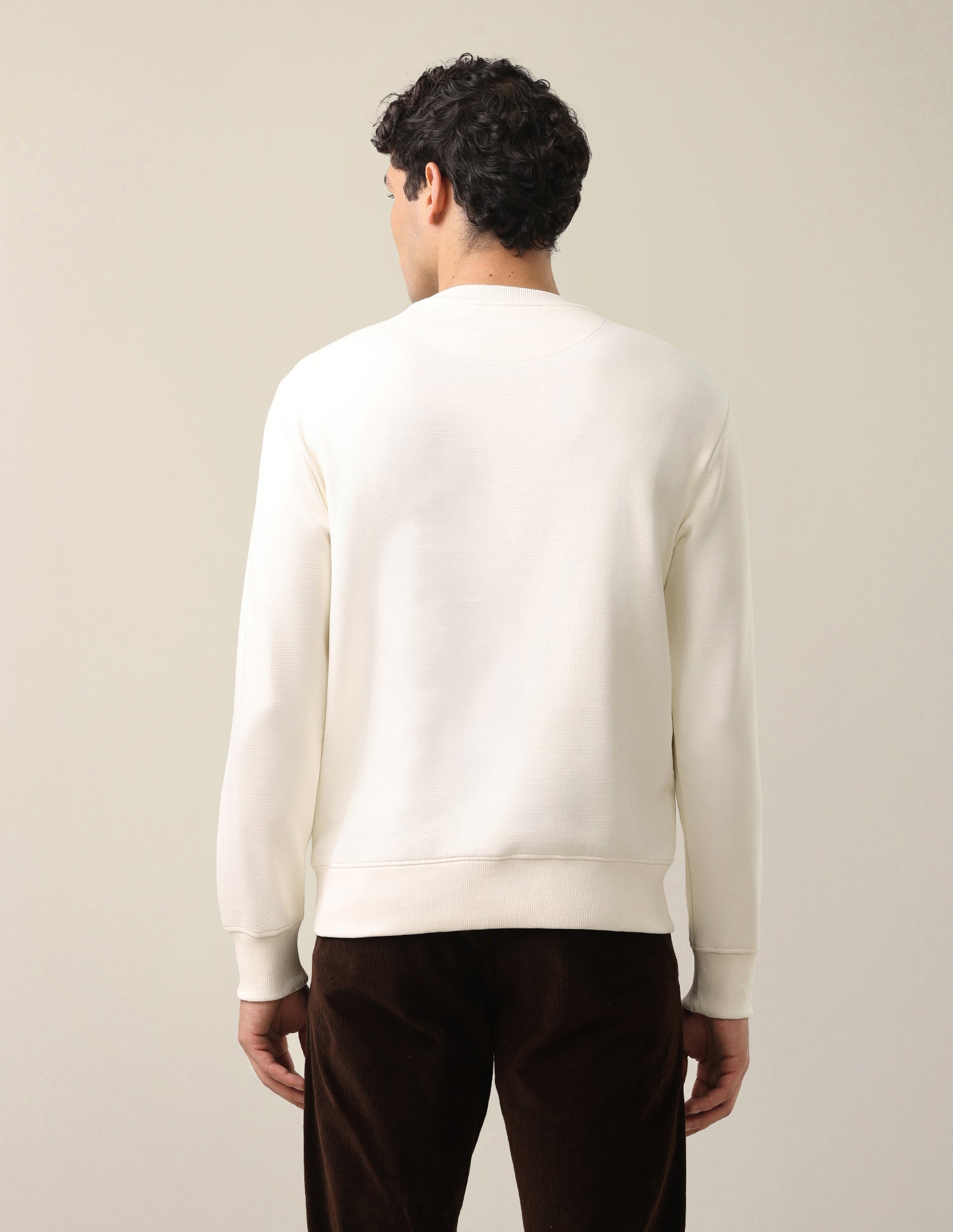 Brand Embossed Slim Fit Sweatshirt Off White - U.S. Polo Assn. India | Large