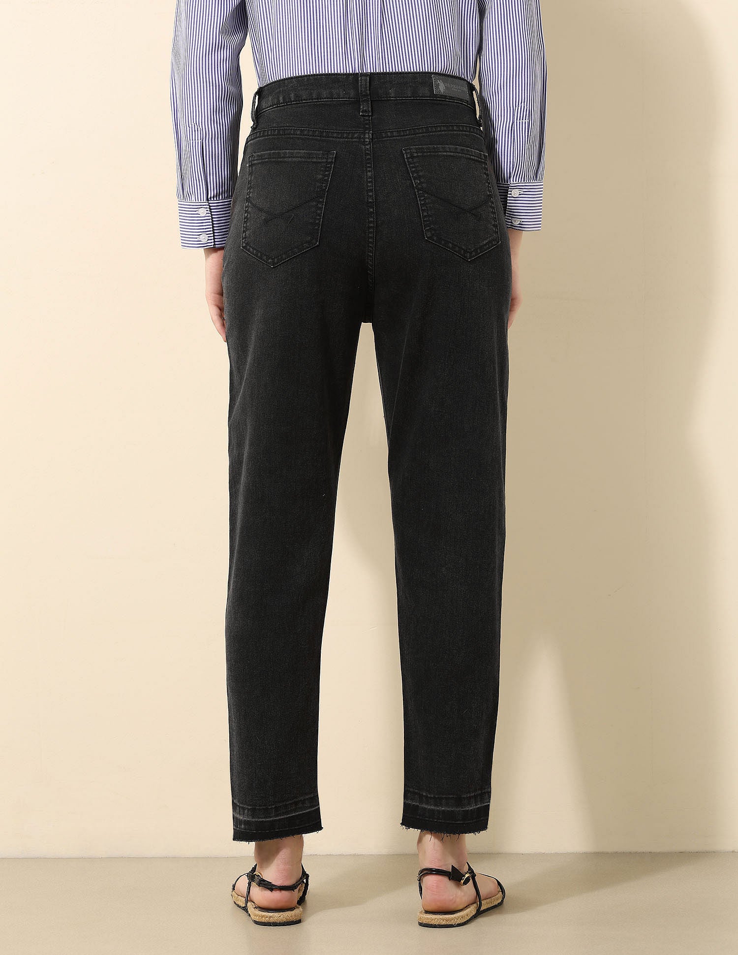 High Rise Mom Fit Jeans Dark Grey - U.S. POLO ASSN. | Large