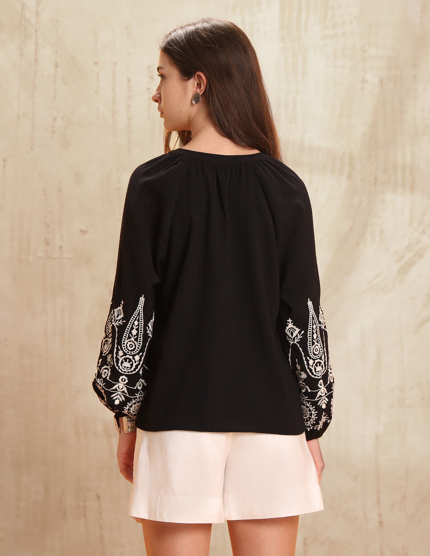 Floral Embroidered Top Black - U.S. POLO ASSN. | Large