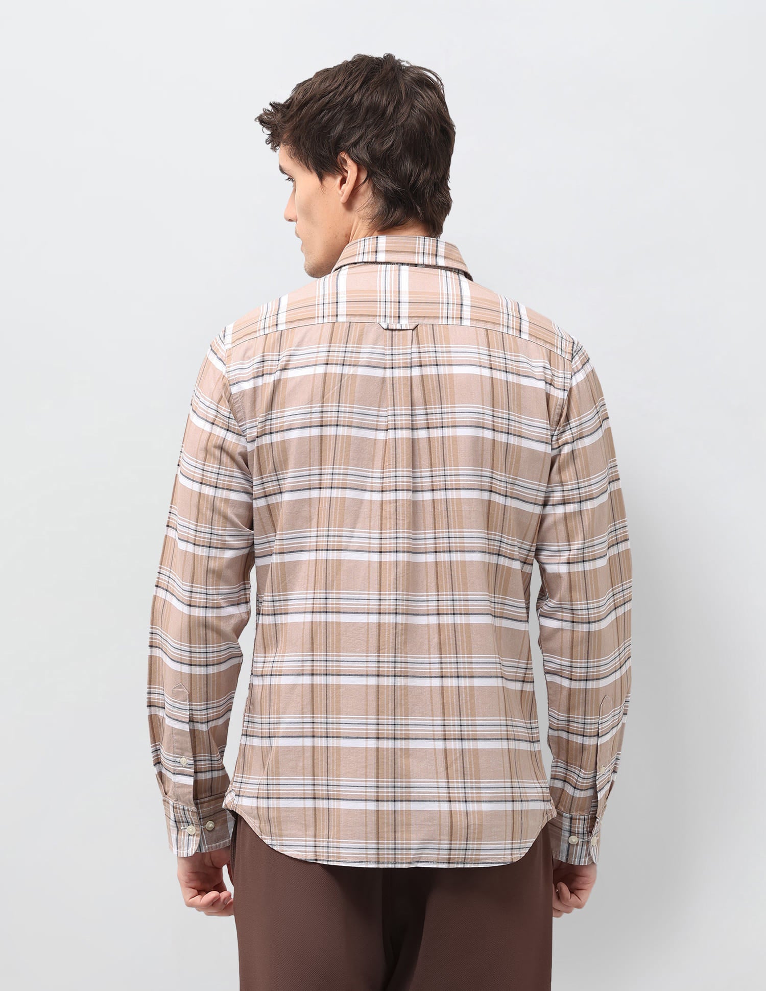 Plaid Checked Tailored Fit Shirt Beige - U.S. Polo Assn. India | Large