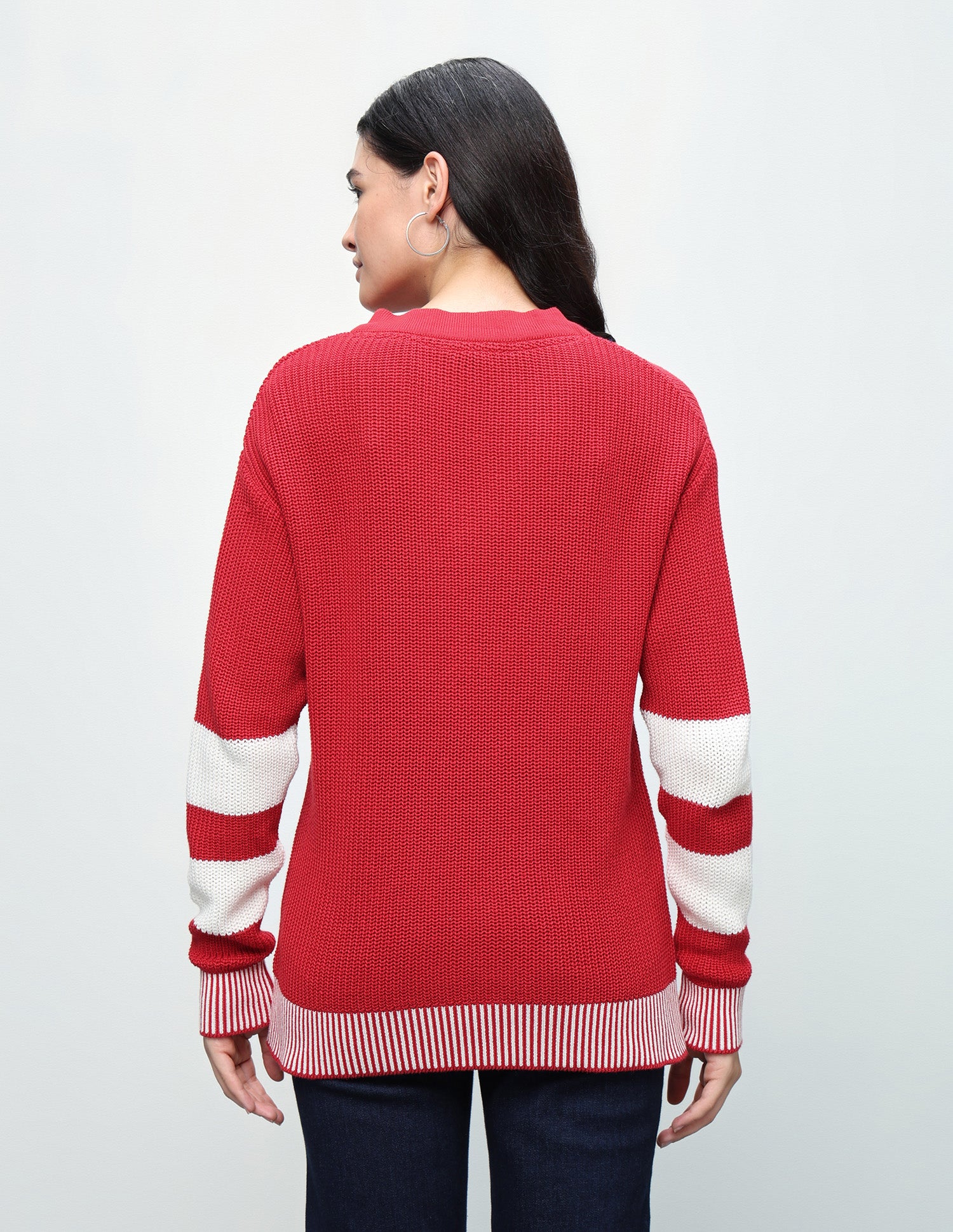Patterned Knit Regular Fit Sweater Red - U.S. Polo Assn. India | Large