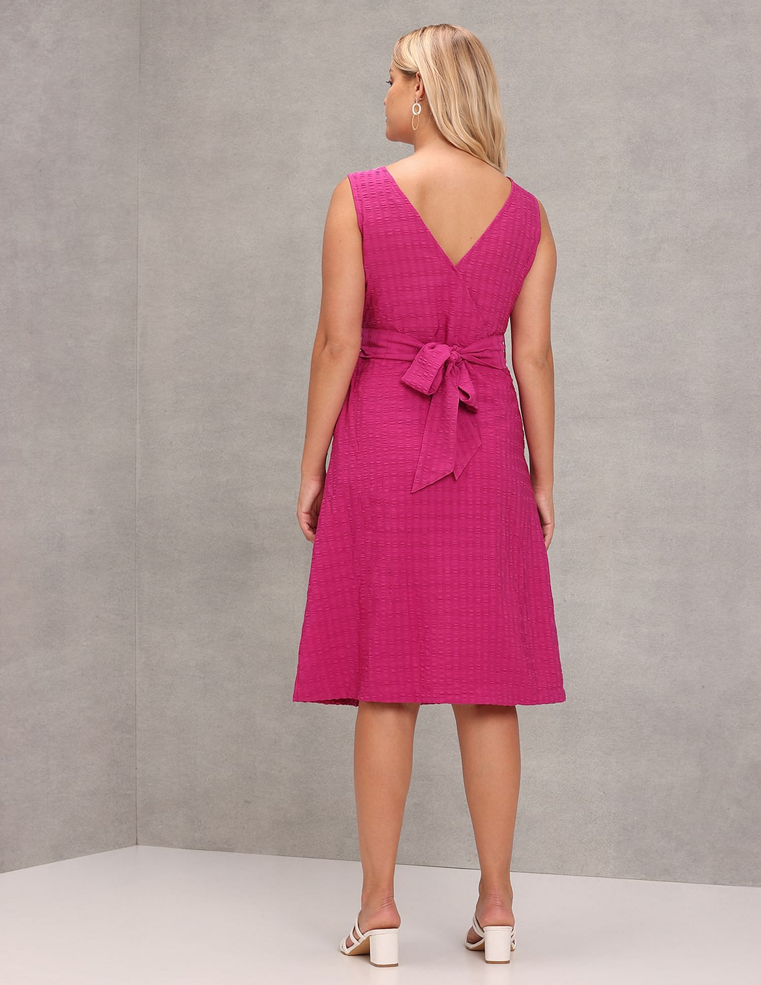Boat Neck Polyester A-Line Dress Fuchsia - U.S. POLO ASSN. | Large