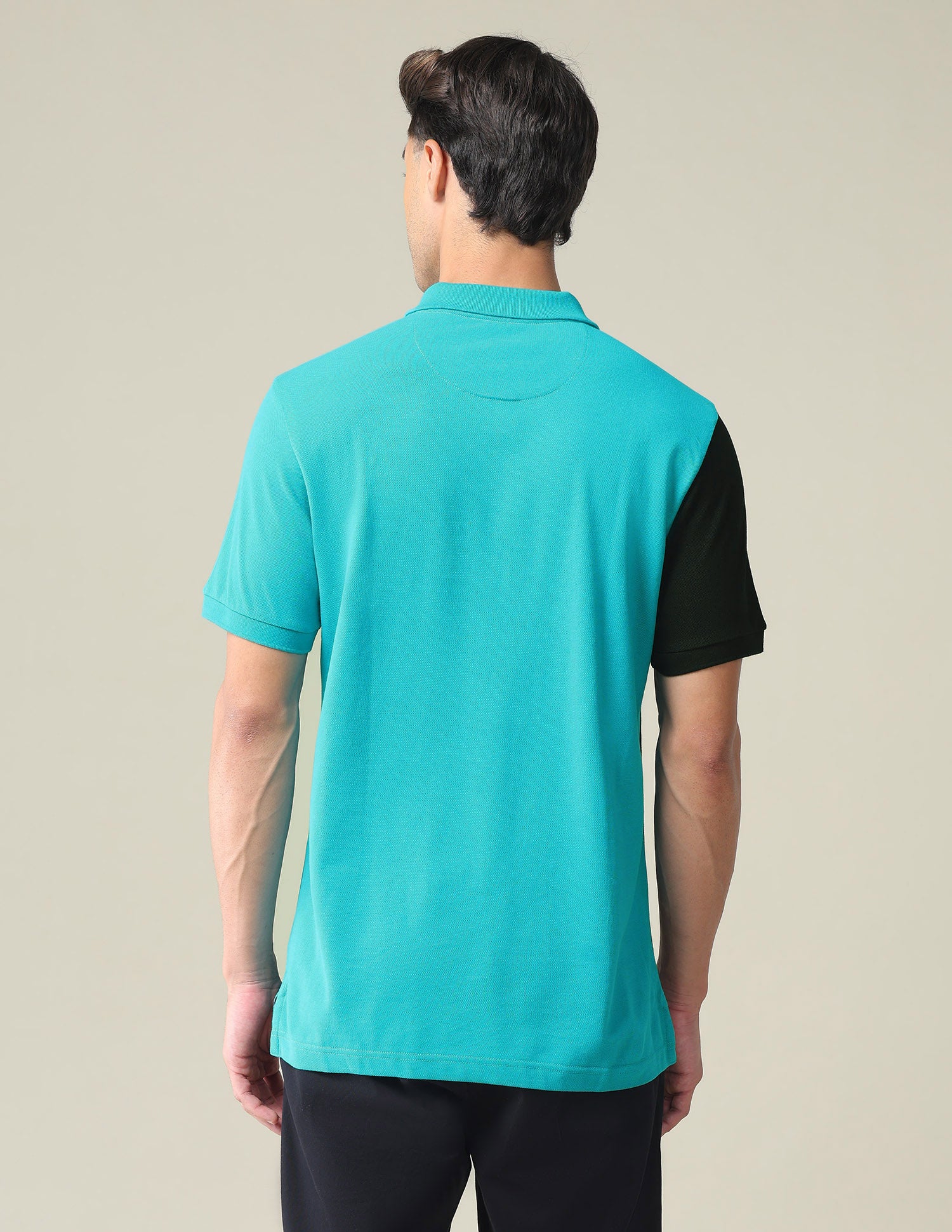 Colour Block Cotton Polo Shirt Green and White - U.S. POLO ASSN. | Large