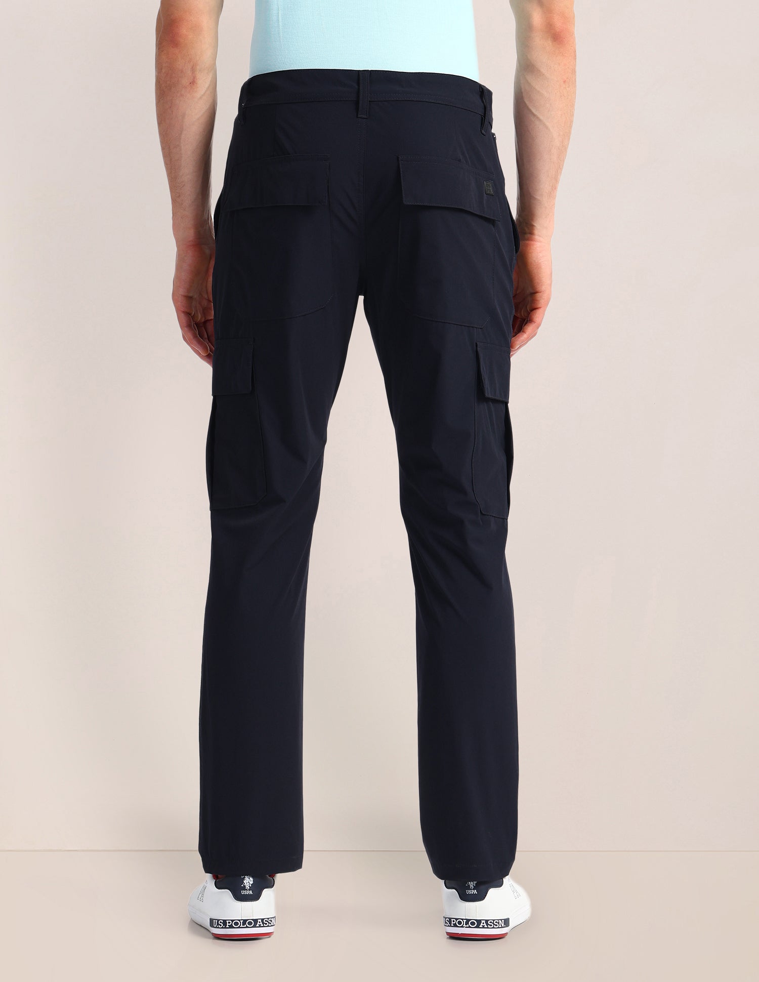 Solid Slim Straight Fit Trousers Navy - U.S. Polo Assn. India | Large