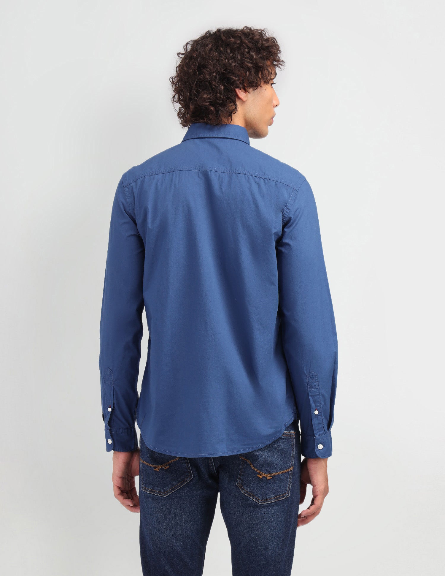 Solid Pattern Twill Shirt Dark Blue - U.S. Polo Assn. India | Large