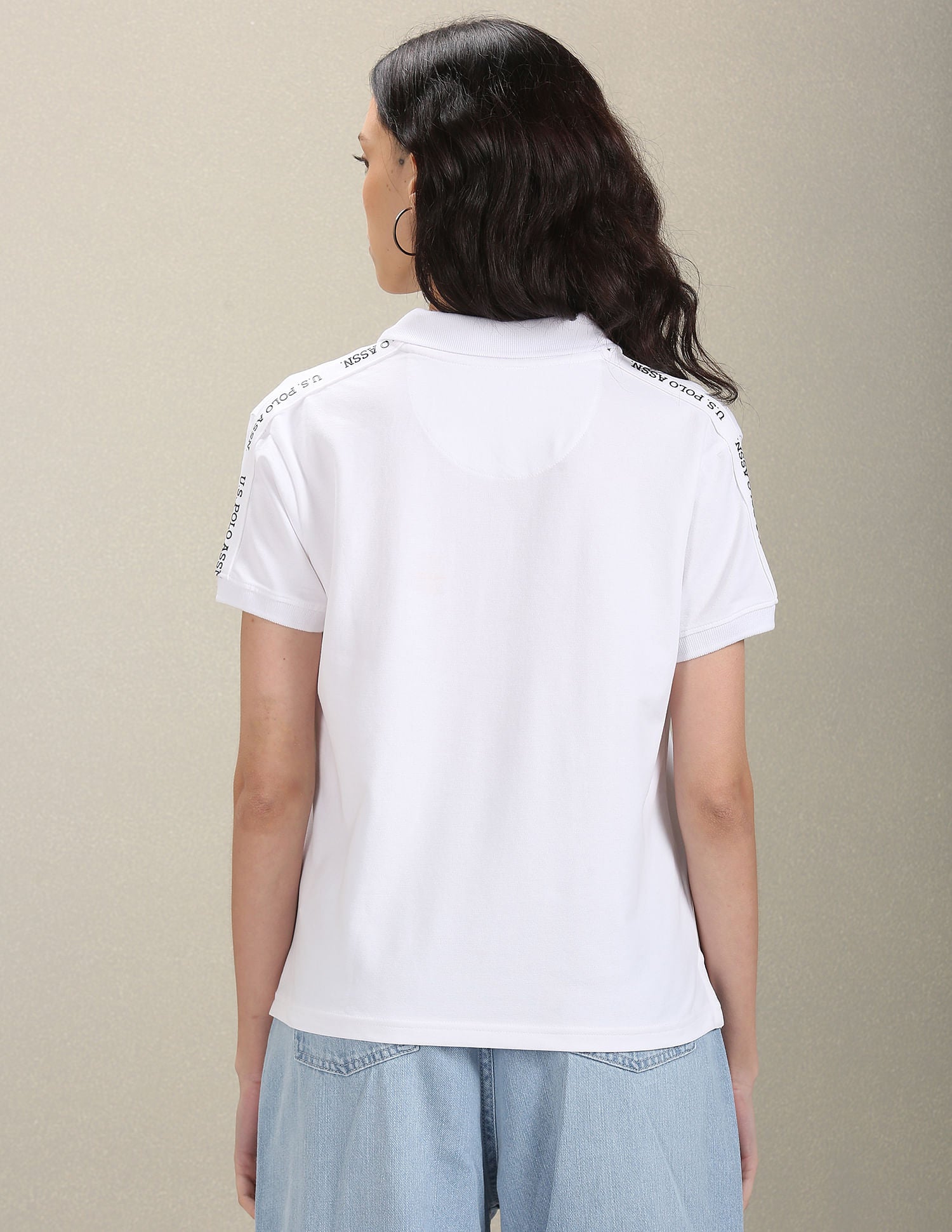 Ribbed Collar Solid Polo Shirt White - U.S. POLO ASSN. | Large