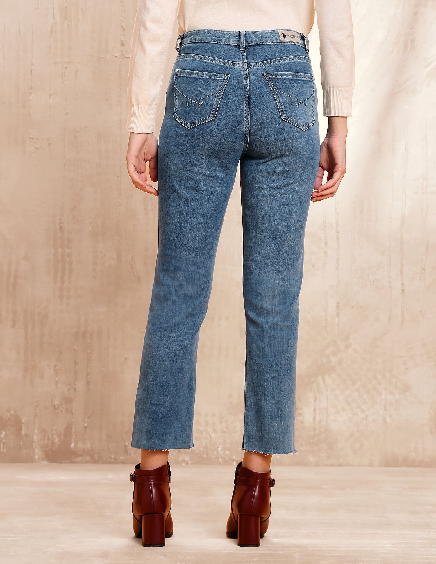 High Rise Straight Fit Jeans Blue - U.S. POLO ASSN. | Large