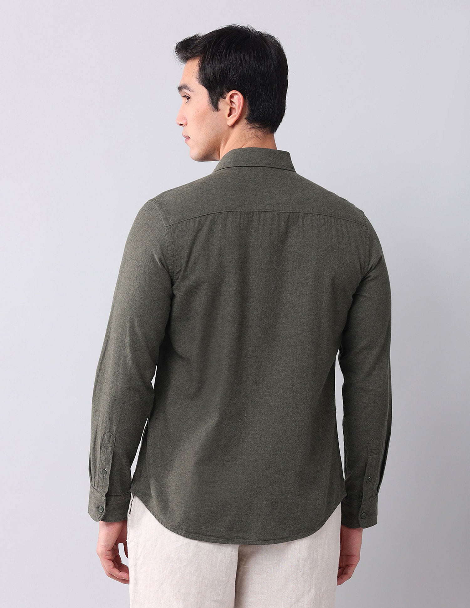 Regular Fit Twill Solid Shirt Olive - U.S. POLO ASSN. | Large