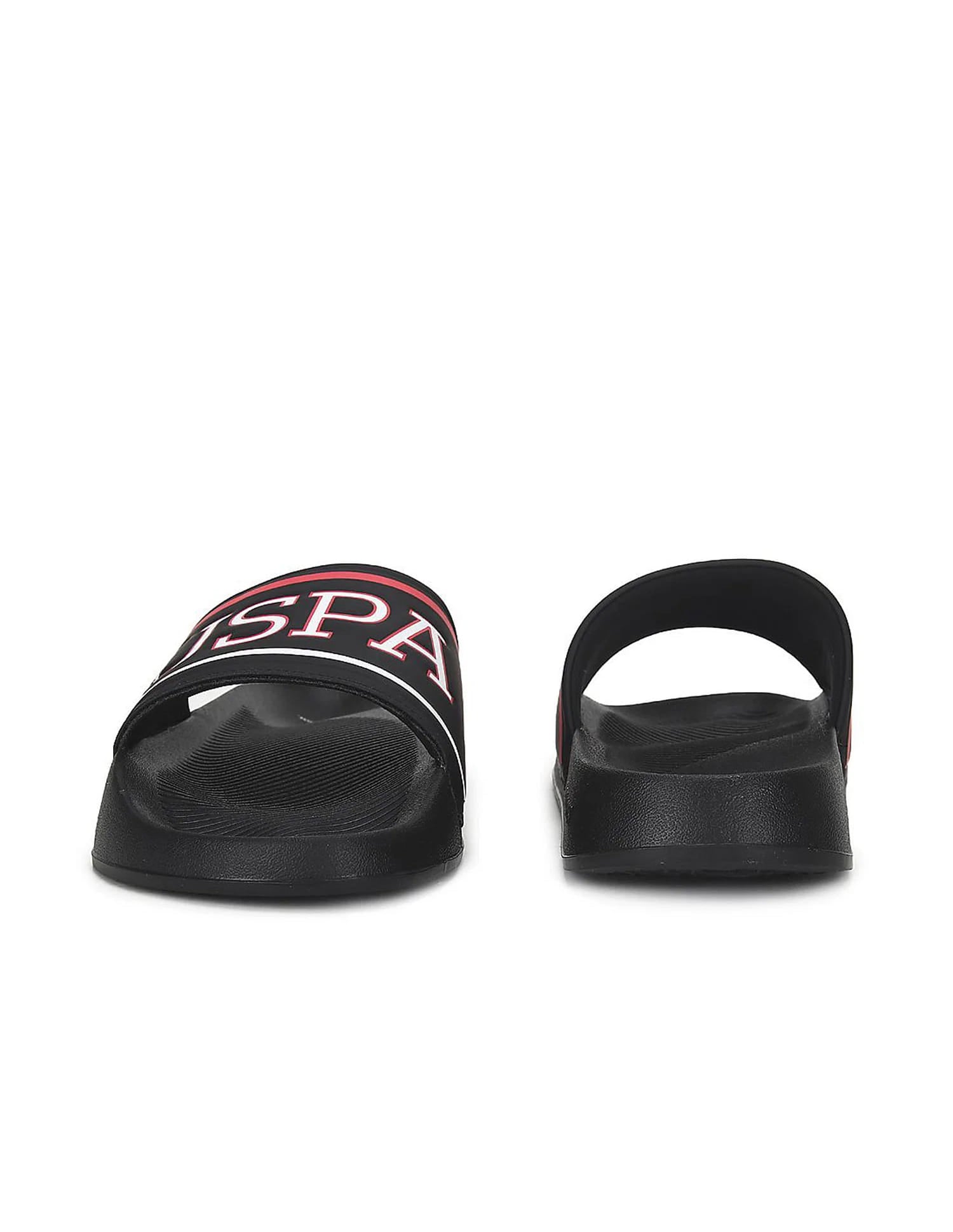 Men Brand Print Cloyee 6.0 Slides Black - U.S. Polo Assn. India | Large