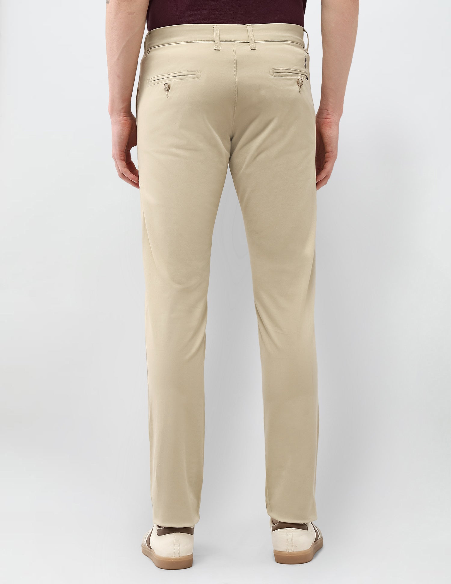 Denver Slim Fit Satin Trousers Light Kahki - U.S. Polo Assn. India | Large